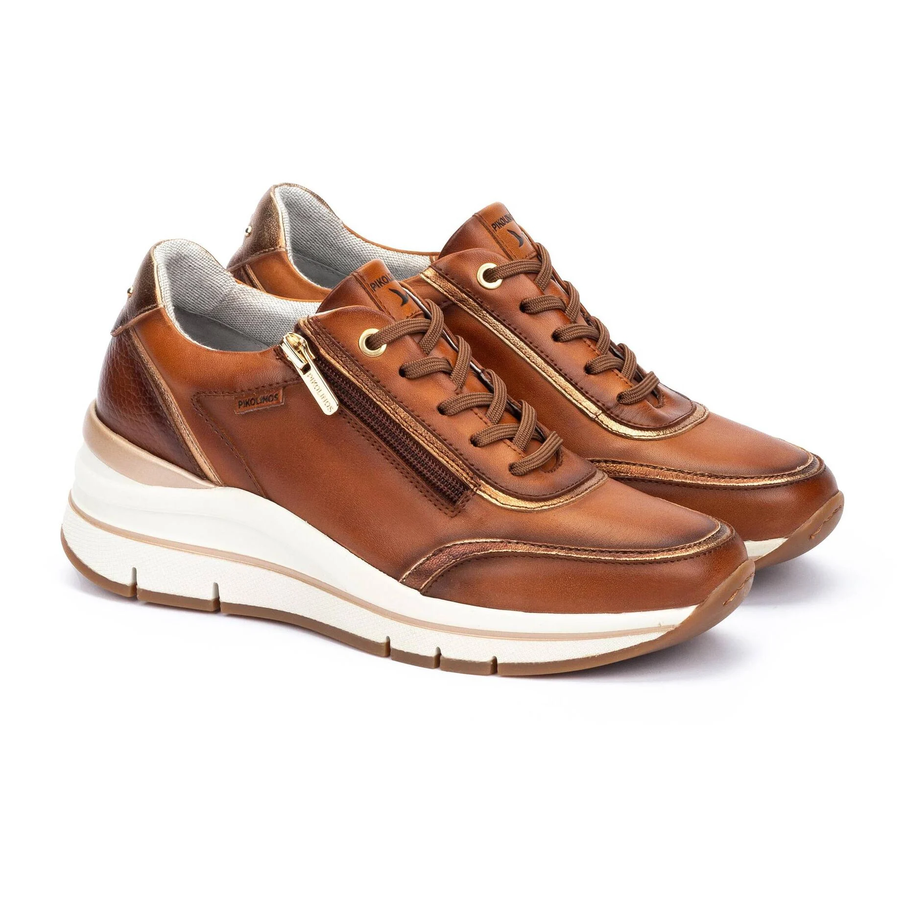 'Girona' women's lace-zip sneaker - Brown