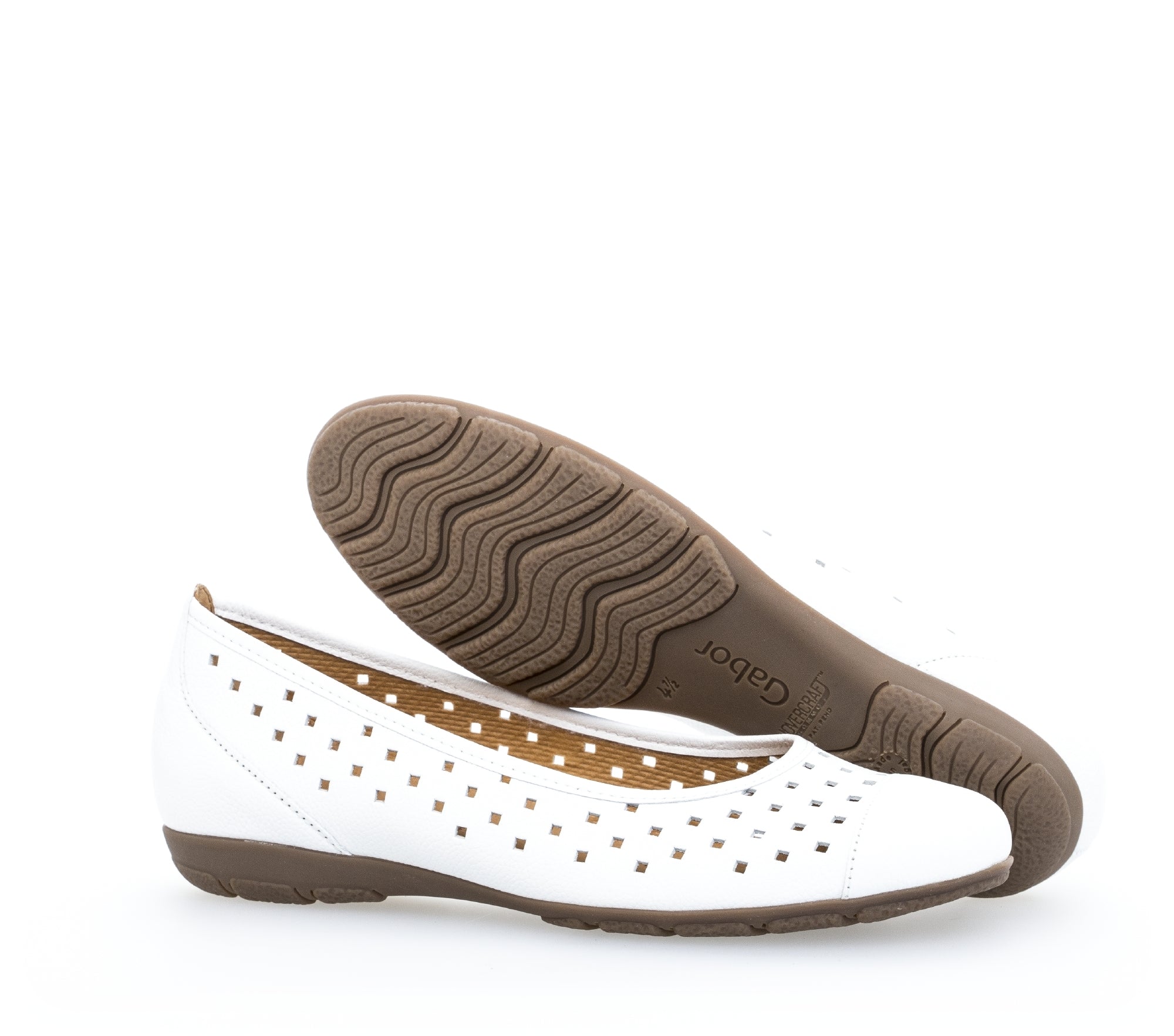 '24.169.21' geperforeerde dames ballerinapomp - wit - Chaplinshoes'24.169.21' dames geperforeerde ballerinapomp - witGabor