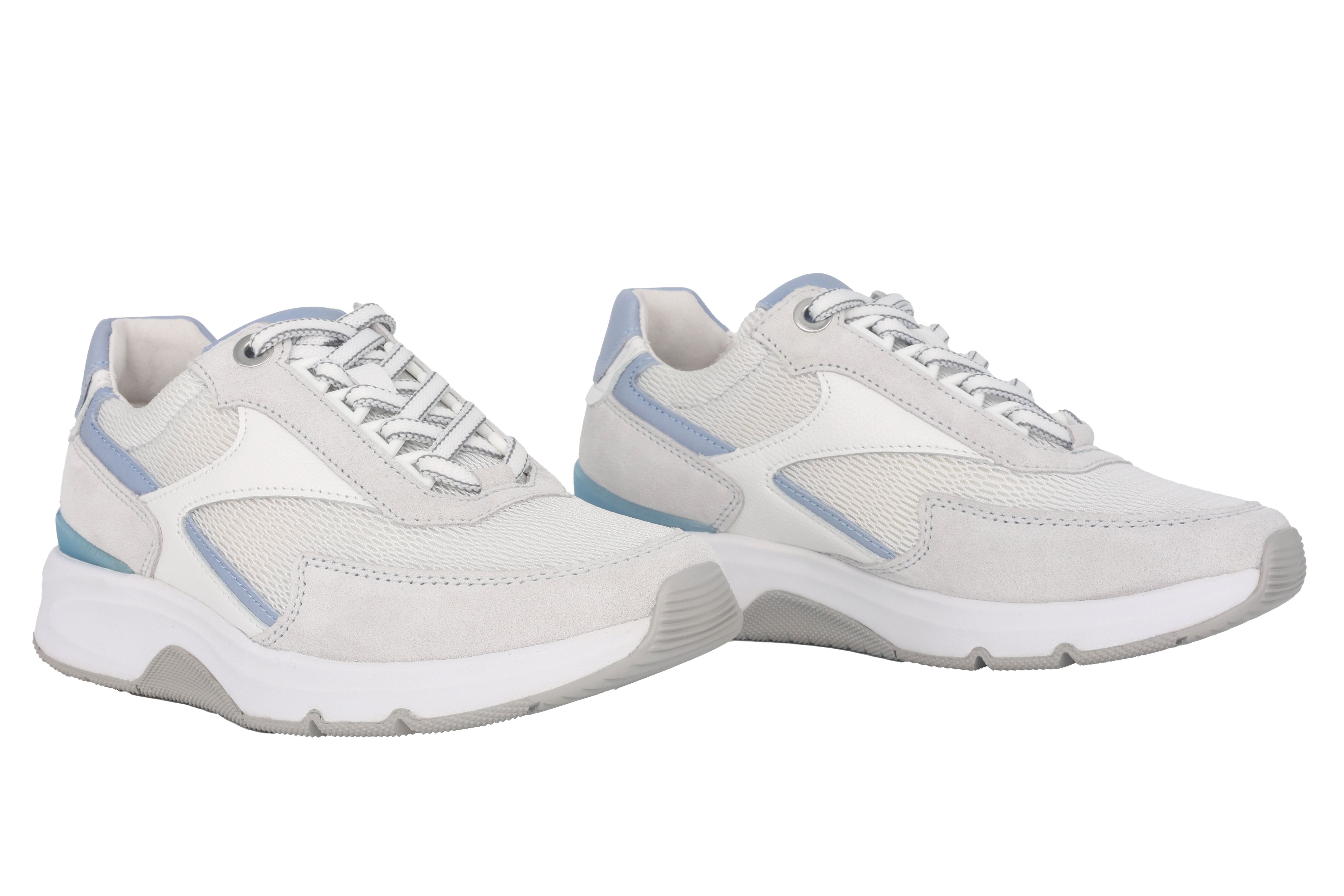'26.895.51' wandelende damessneaker met veters - wit-blauwe mix