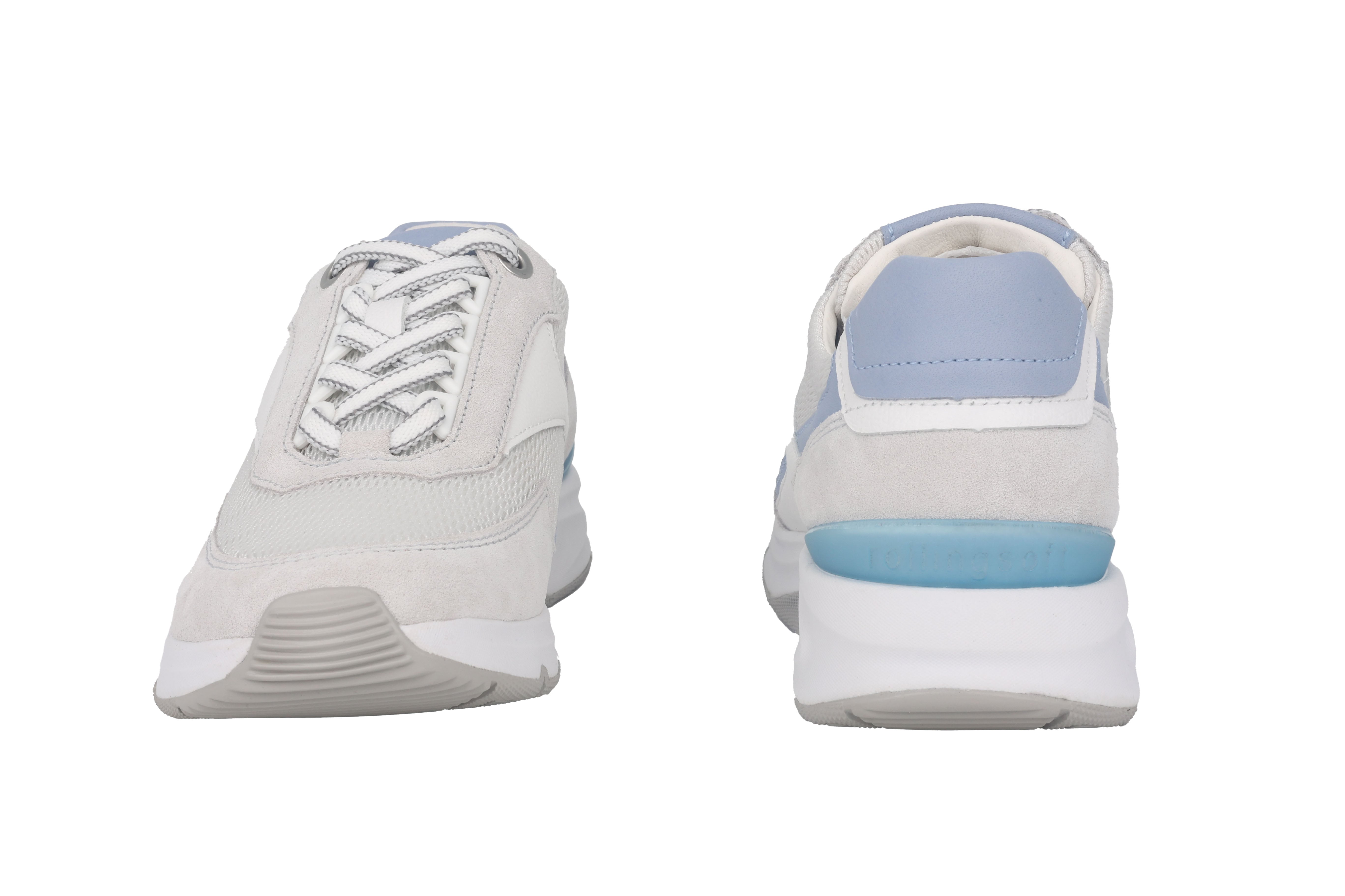 '26.895.51' wandelende damessneaker met veters - wit-blauwe mix
