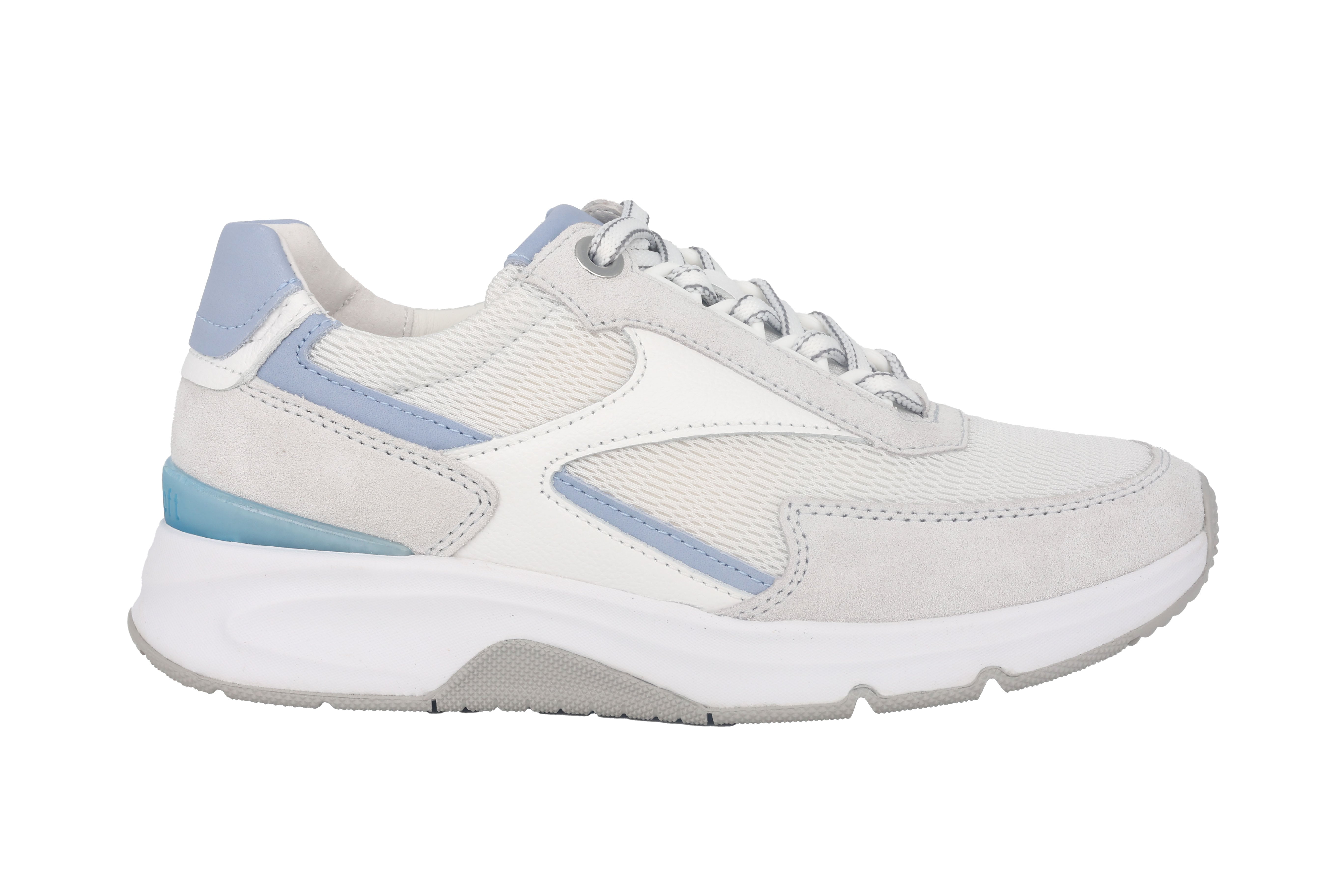 '26.895.51' wandelende damessneaker met veters - wit-blauwe mix