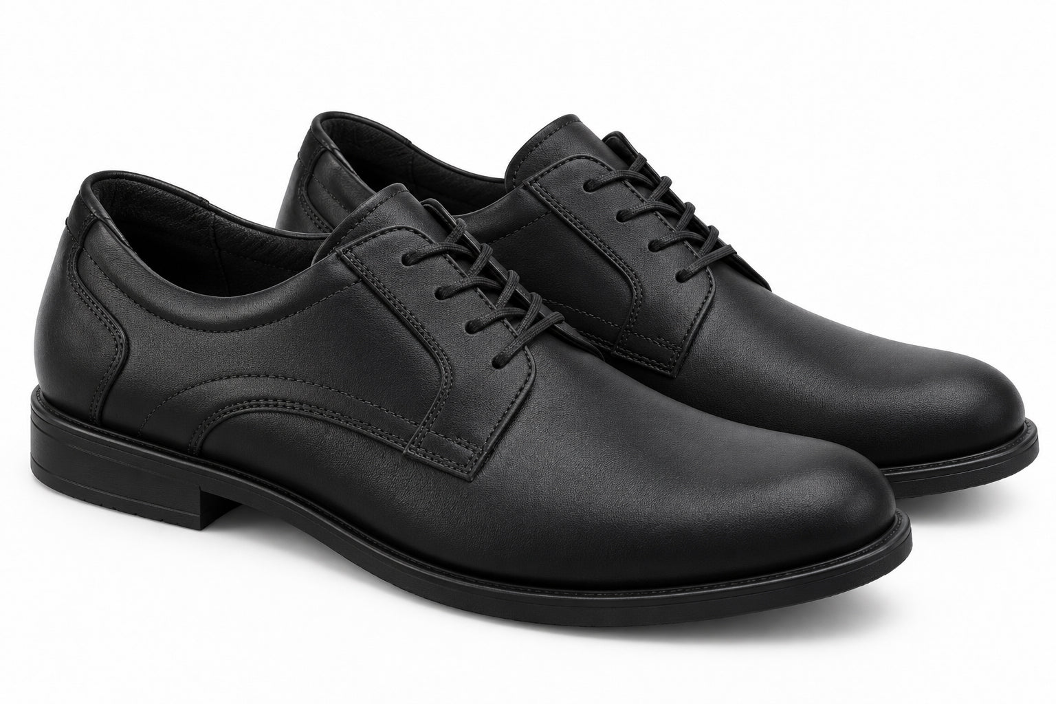 Sapato masculino 'Henry' de corte largo (H) com cadarço - preto
