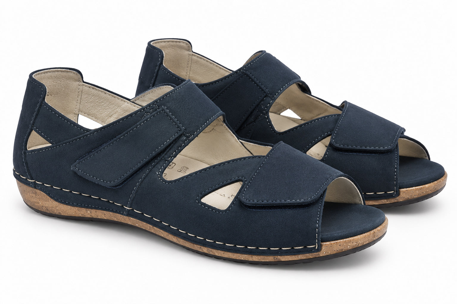 Sandália feminina 'Heliett' de corte largo (H) - azul
