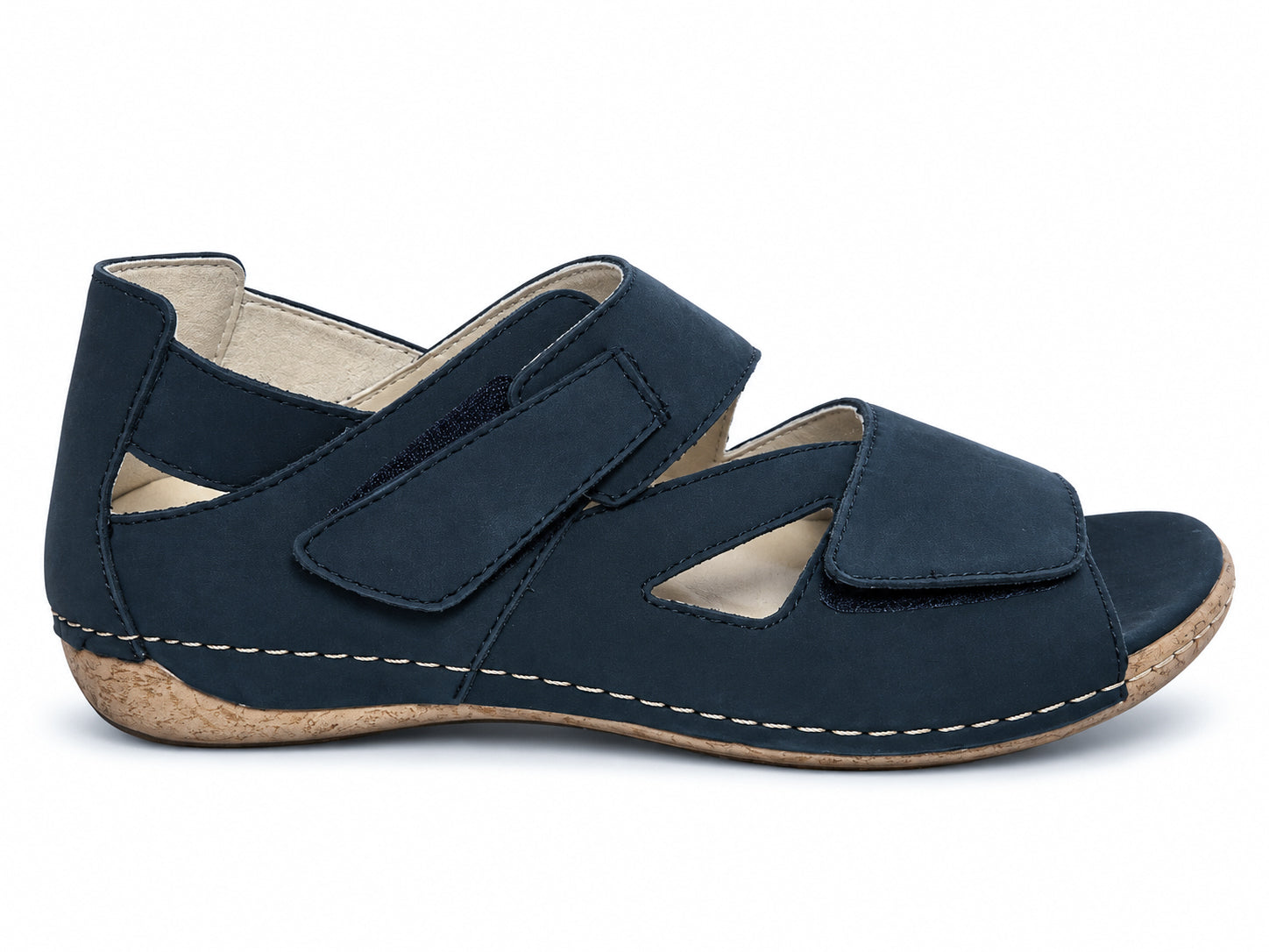 Sandália feminina 'Heliett' de corte largo (H) - azul