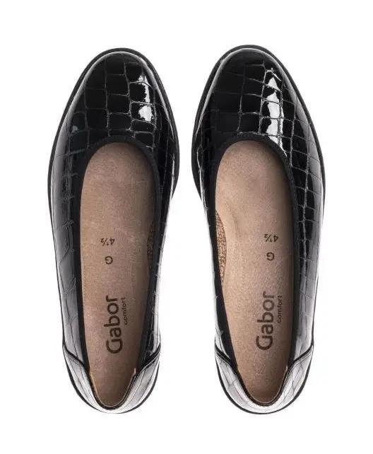 '36.400.97' dameslaofer - crocoprint lak Zwart - Chaplinshoes'36.400.97' dames laofer - crocoprint lak ZwartGabor