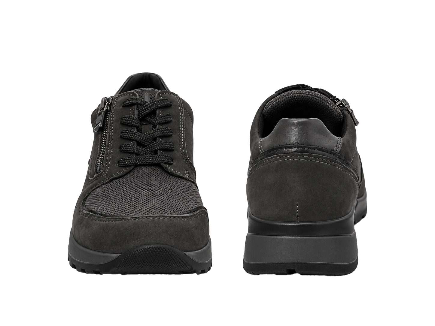 Zapatos de mujer 'Hiroko' de corte ancho (H) con cordones y cremallera - gris