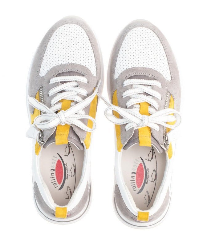 '46.918.40' Zapatilla deportiva con ruedas para mujer - Mezcla blanco amarillo - ChaplinshoesZapatilla de andar con ruedas para mujer '46.918.40' - MixGabor blanco amarillo