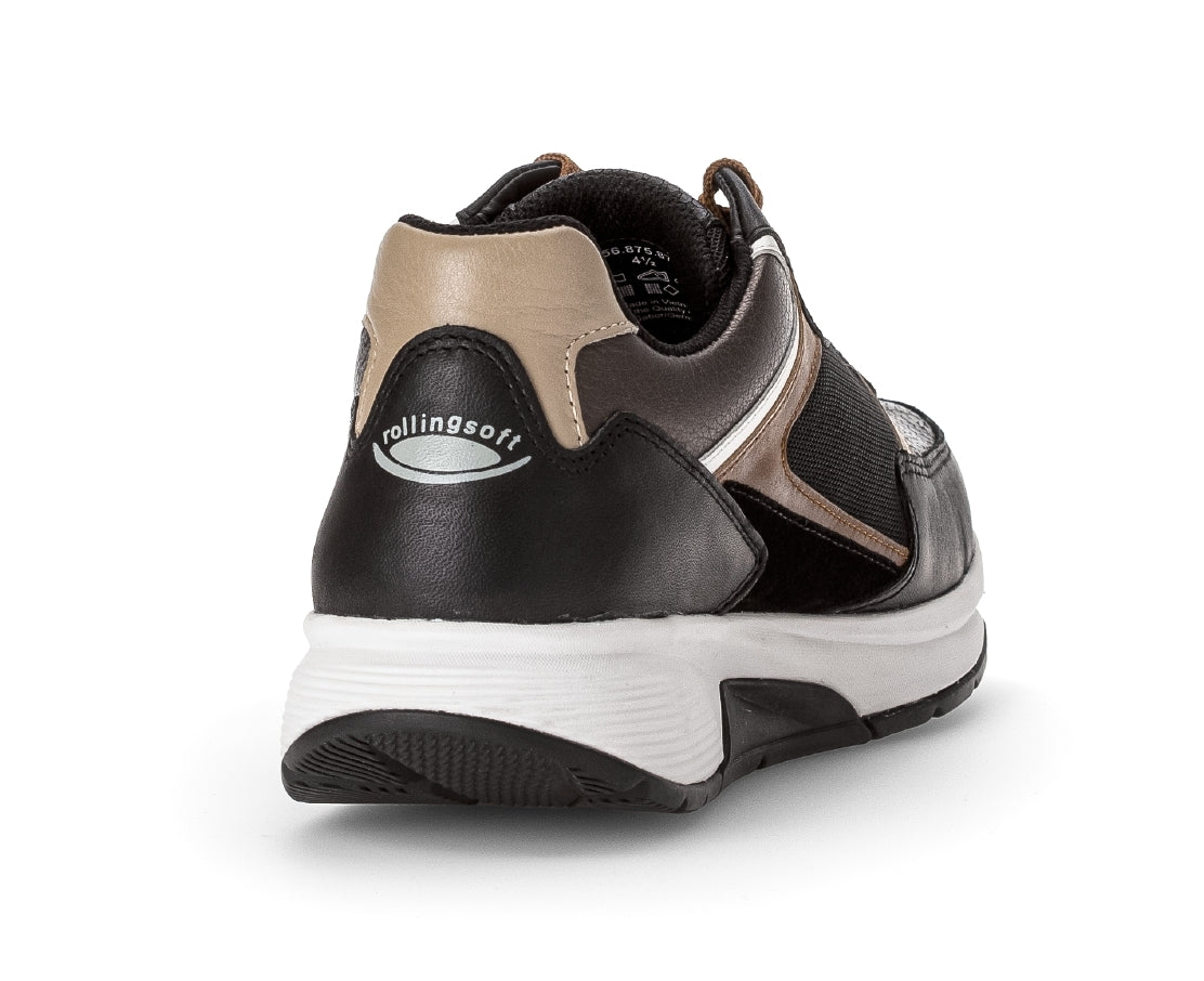 '56.875.87' gå-rullende sneaker til kvinder - Sort blanding - Chaplinshoes'56.875.87' gå-rullende sneaker til kvinder - Sort mixGabor