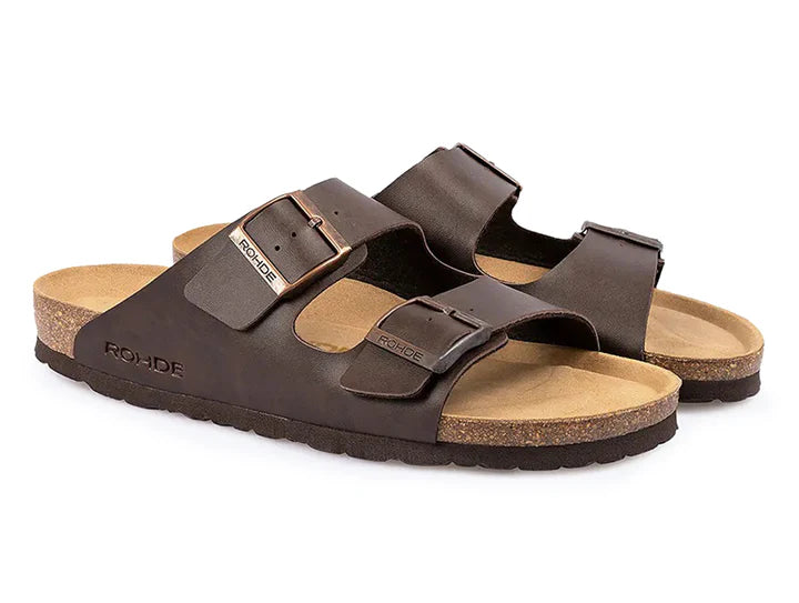 'Grado' men's double strap slide sandal - brown mocca