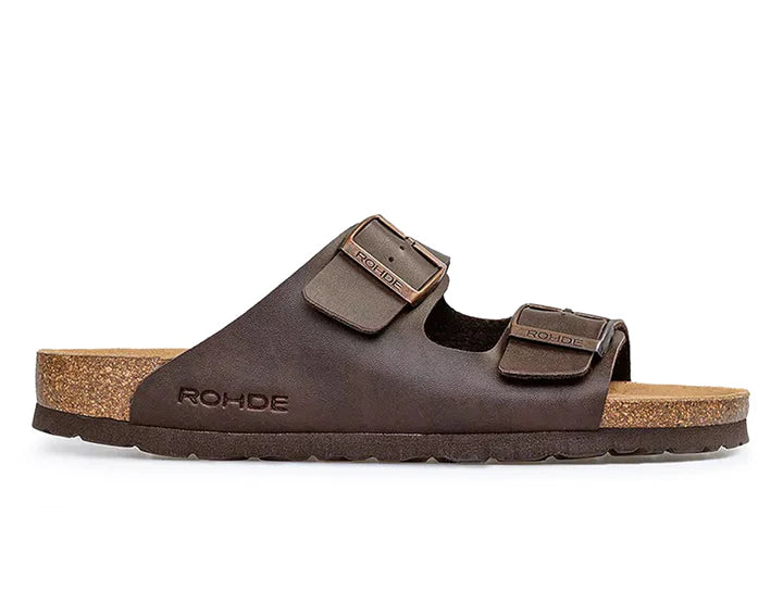 'Grado' men's double strap slide sandal - brown mocca