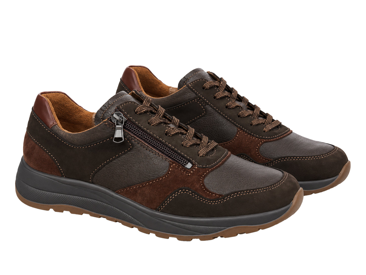 'K-John' herrsneaker med mycket bred passform (K) - Brun