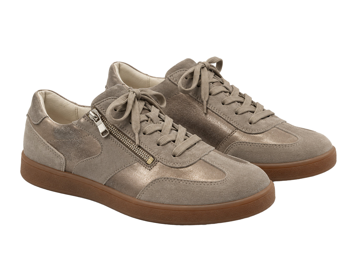 H-Daisy Women's Wide Fit (H) Zip Sneakers - Taupe/Beige