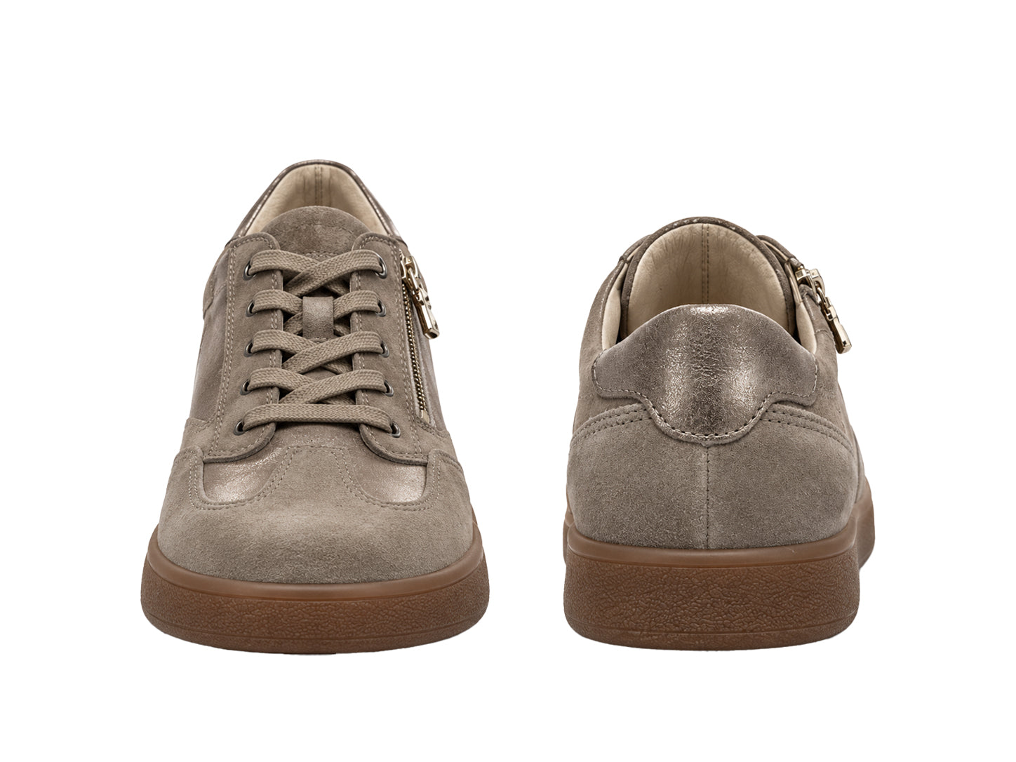 H-Daisy Women's Wide Fit (H) Zip Sneakers - Taupe/Beige