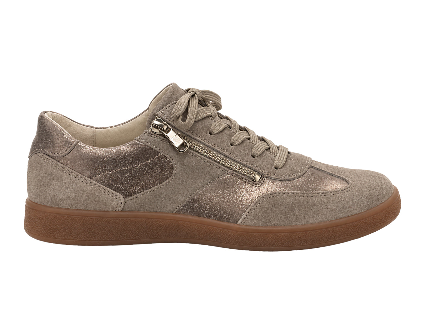 H-Daisy Women's Wide Fit (H) Zip Sneakers - Taupe/Beige