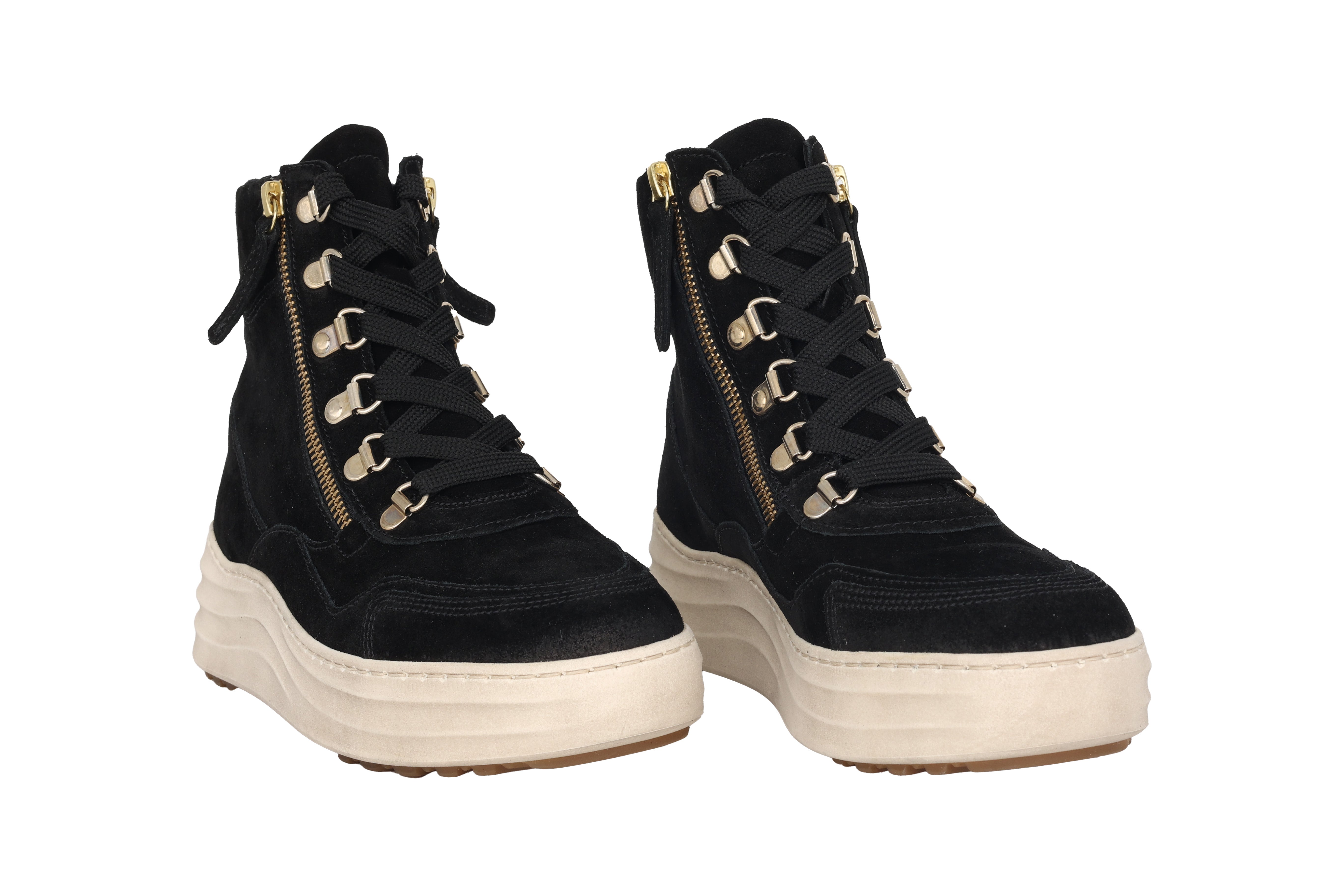 Stivaletto con zip e lacci foderato da donna '76.568.37' - Nero