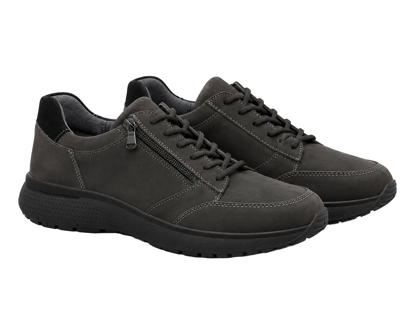 'Heiko' herensneaker met brede pasvorm (H) - grijs