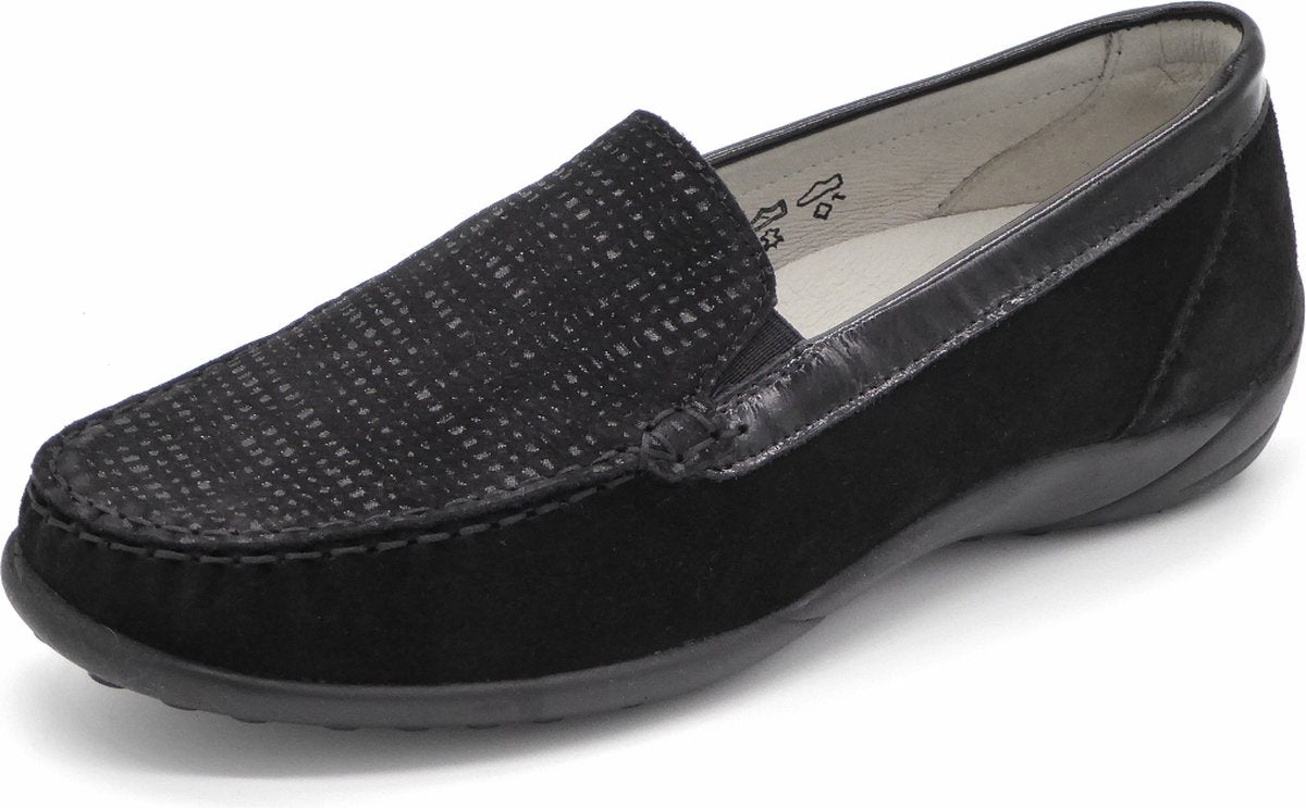 Mocassim feminino 'Kläre' de ajuste muito largo (K) - preto