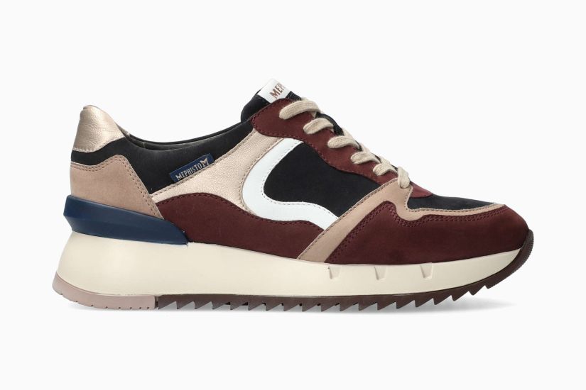 Damessneaker met veters 'Angie' - Rode mix - ChaplinshoesDamessneaker met veters 'Angie' - Rode mixMephisto