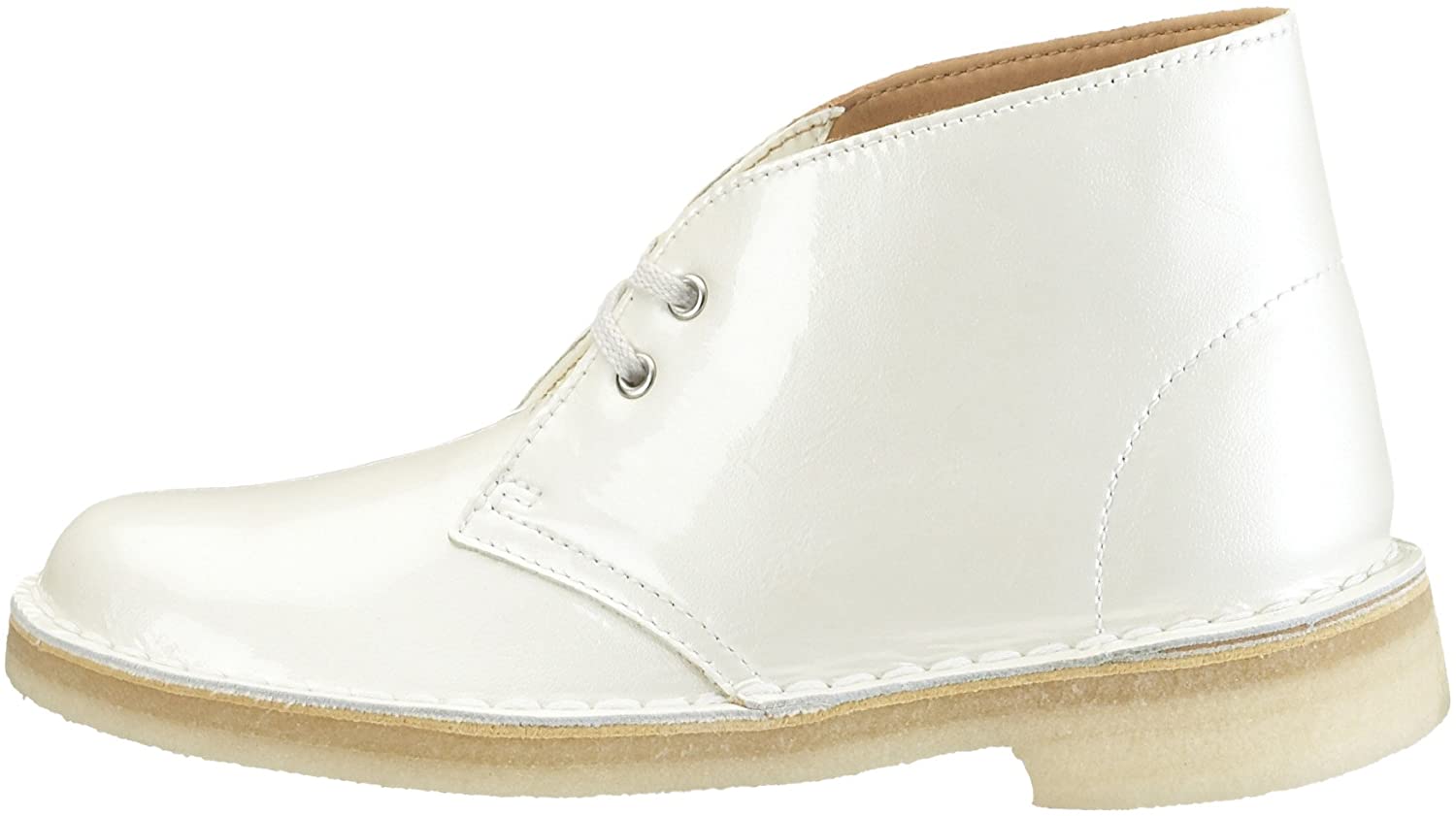 'Desert boot' women's ankle boot - White patent - Chaplinshoes'Desert boot' women's ankle boot - White patentClarks