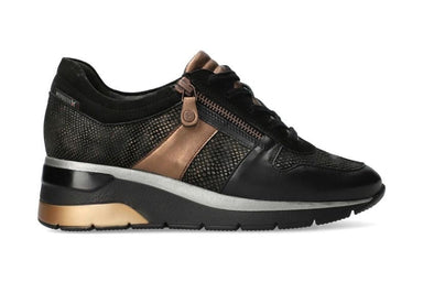 Damessneaker met veters 'Elisia' - zwart - ChaplinshoesDamessneaker met veters 'Elisia' en rits - zwartMephisto