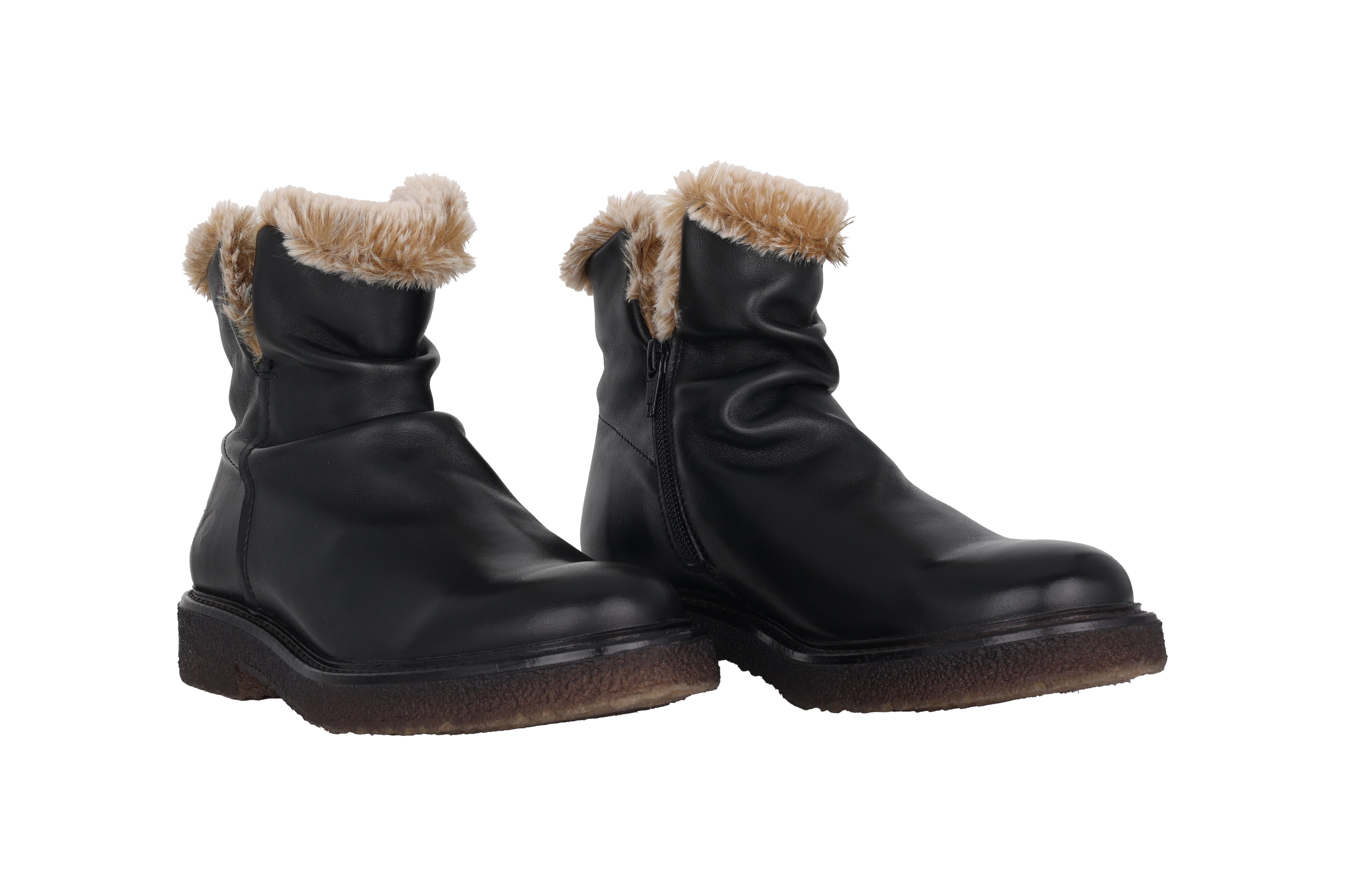 Warm gefütterter Damen-Reißverschlussstiefel „E346“ – Schwarz