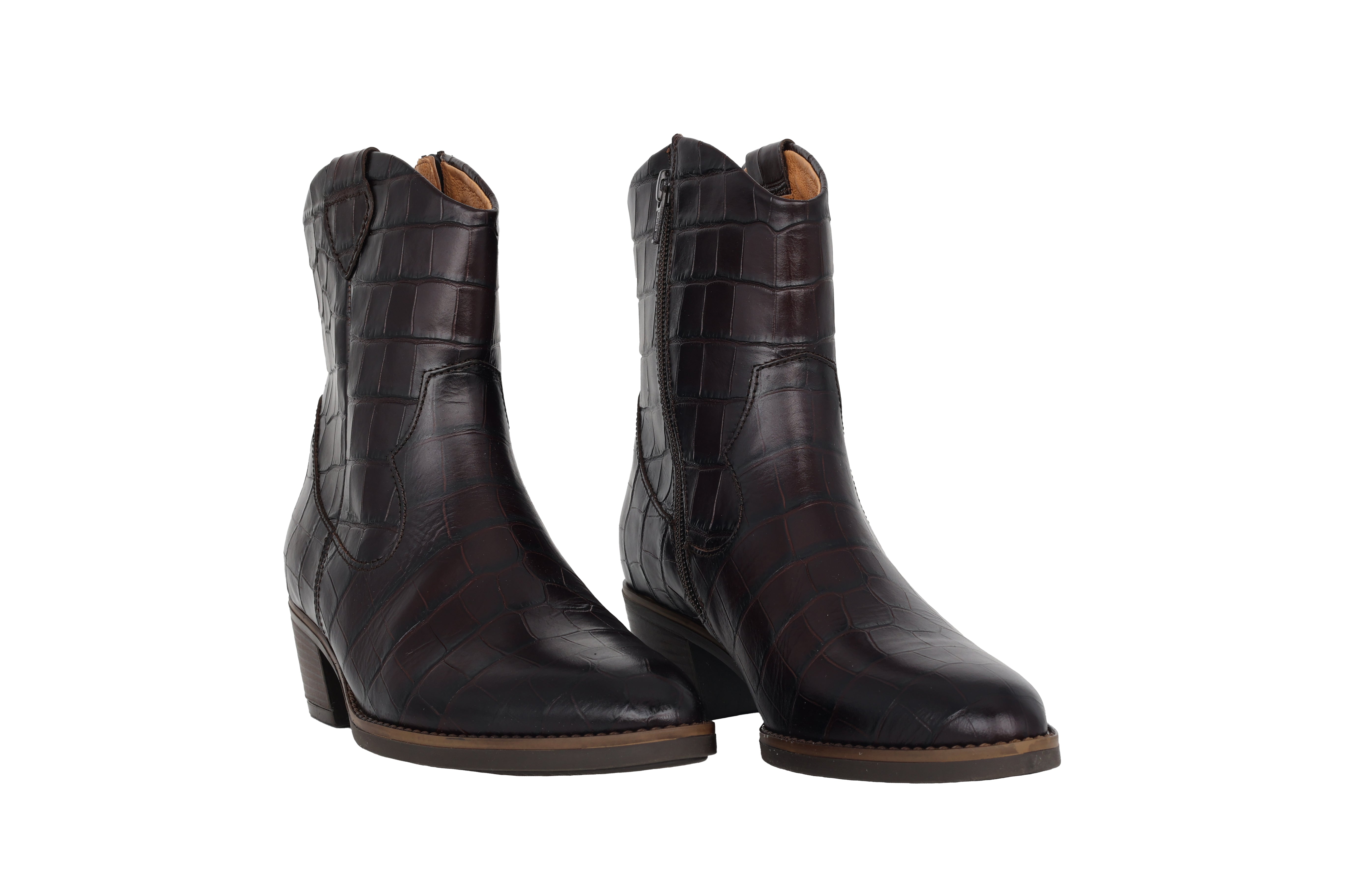 Dameslaars '31.600.53' cowboy-type - donkerbruine croco