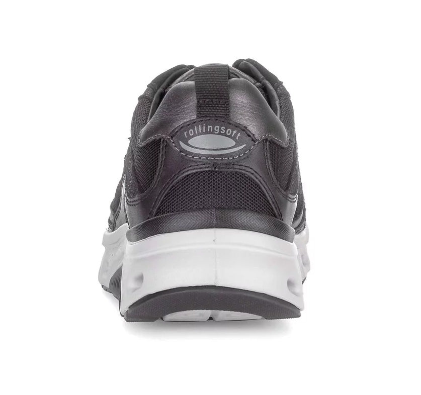 '76.986.47' wandelende damessneaker met veters - Zwart