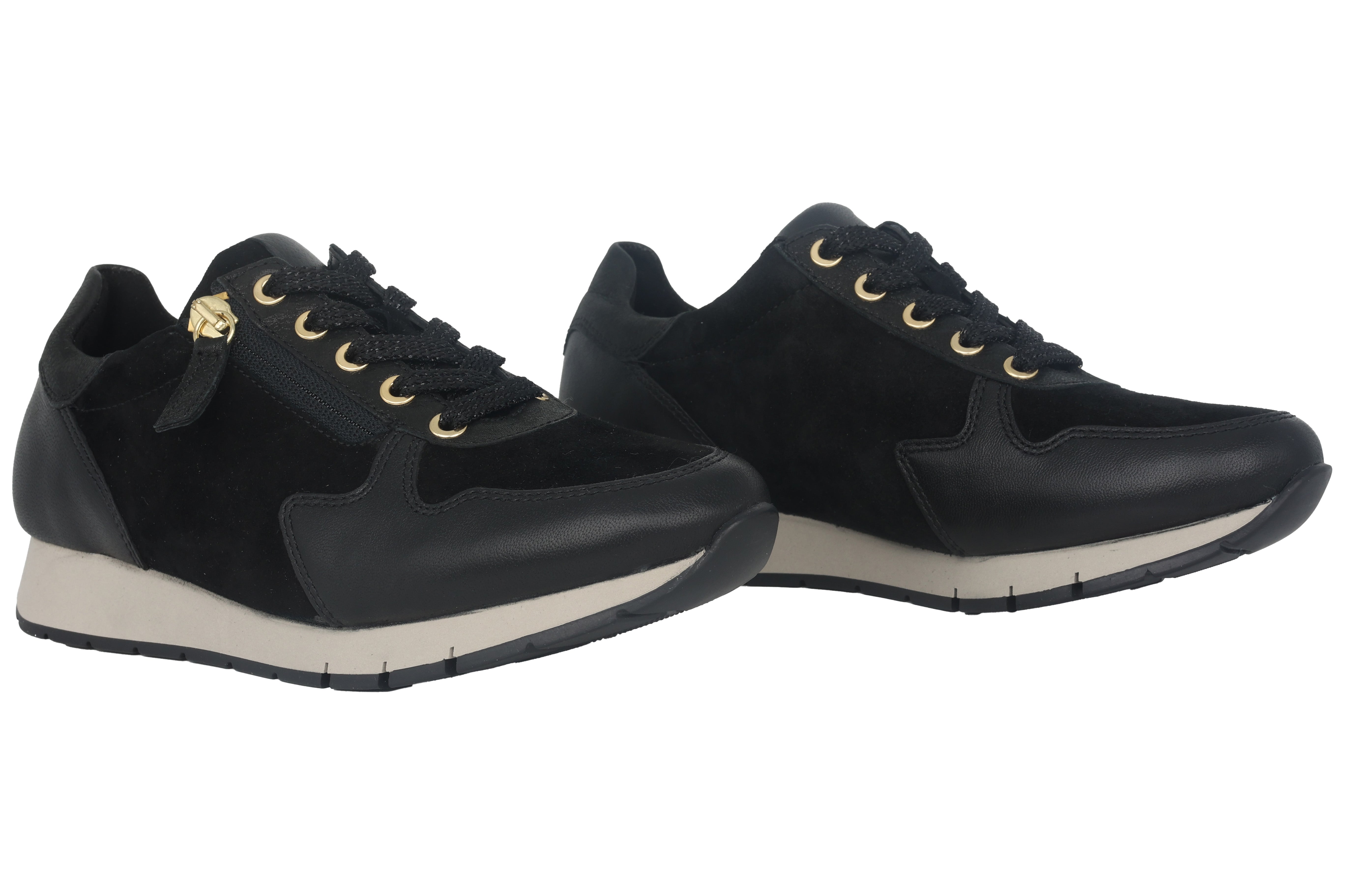 Damessneaker met veters '52.488.37' - zwart