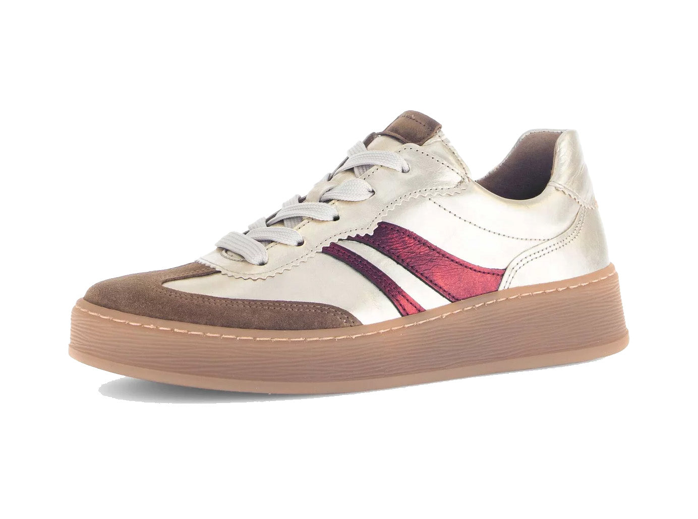 '76.475.80' women's lace-up sneaker - Gold red brown mix