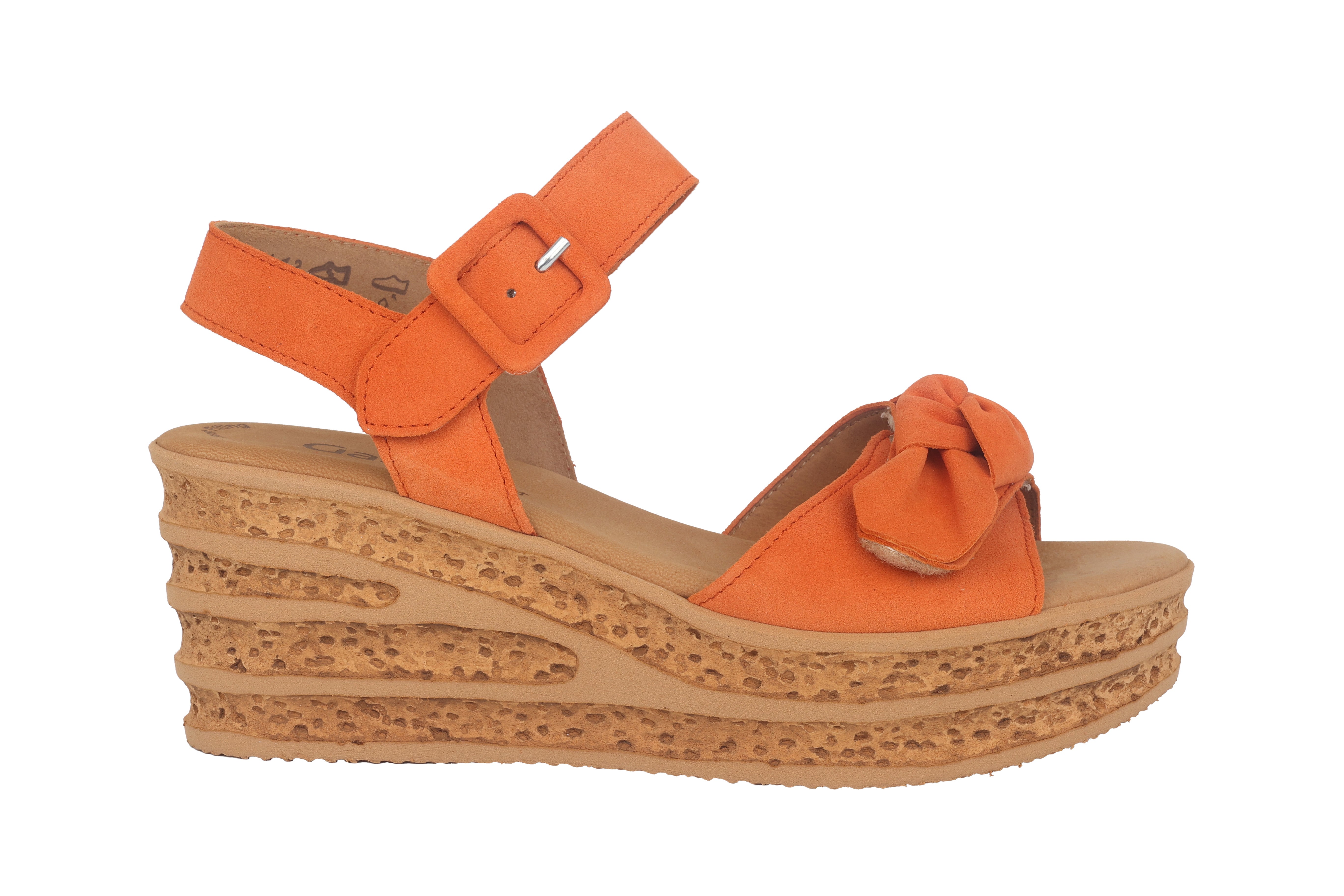 Sandały damskie na koturnie '44.653.14' - Pomarańczowe