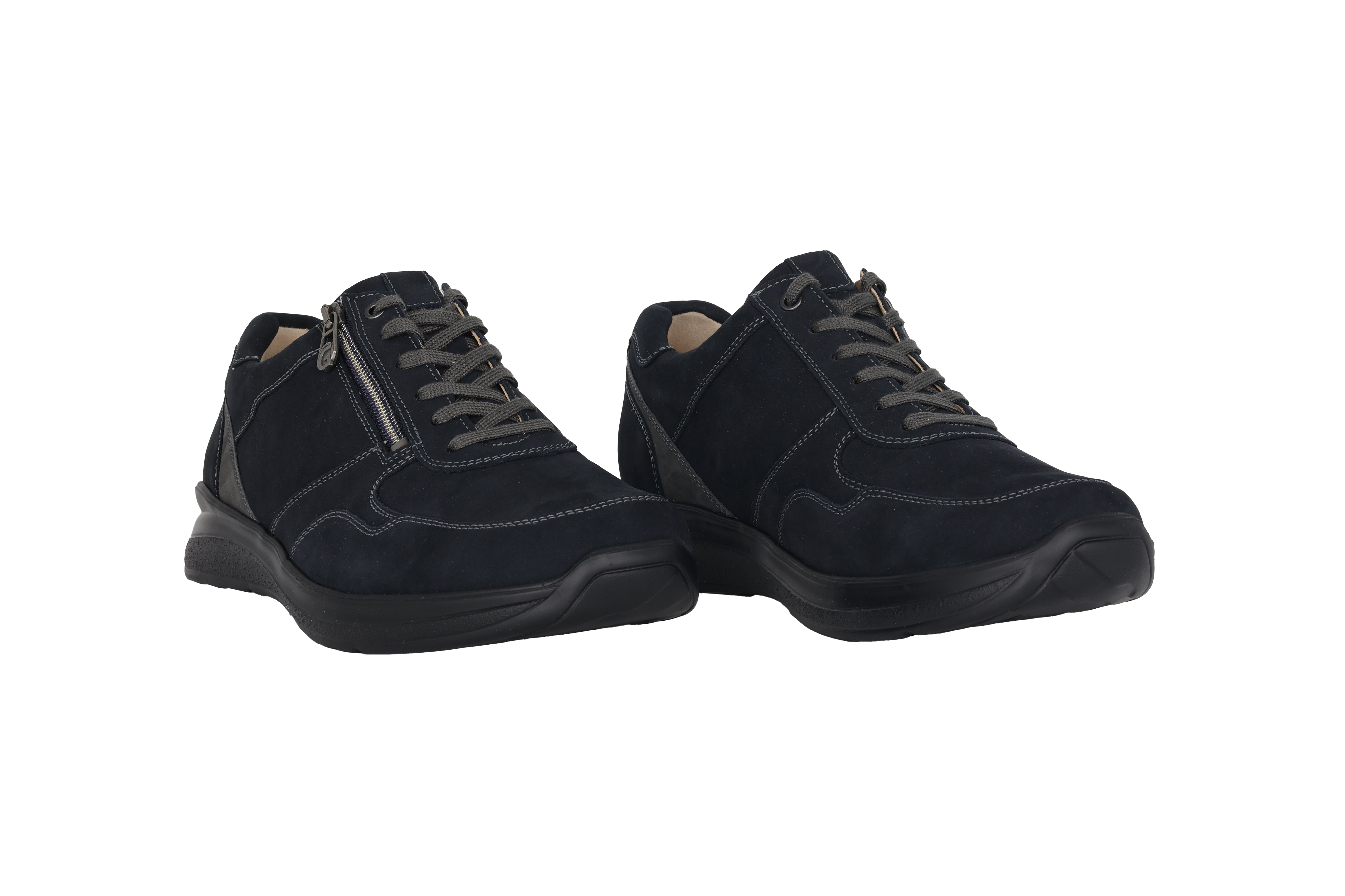 Herren-Walking-Schuh „Harald“, weite Passform (H), Schnürsenkel und Reißverschluss – Blau