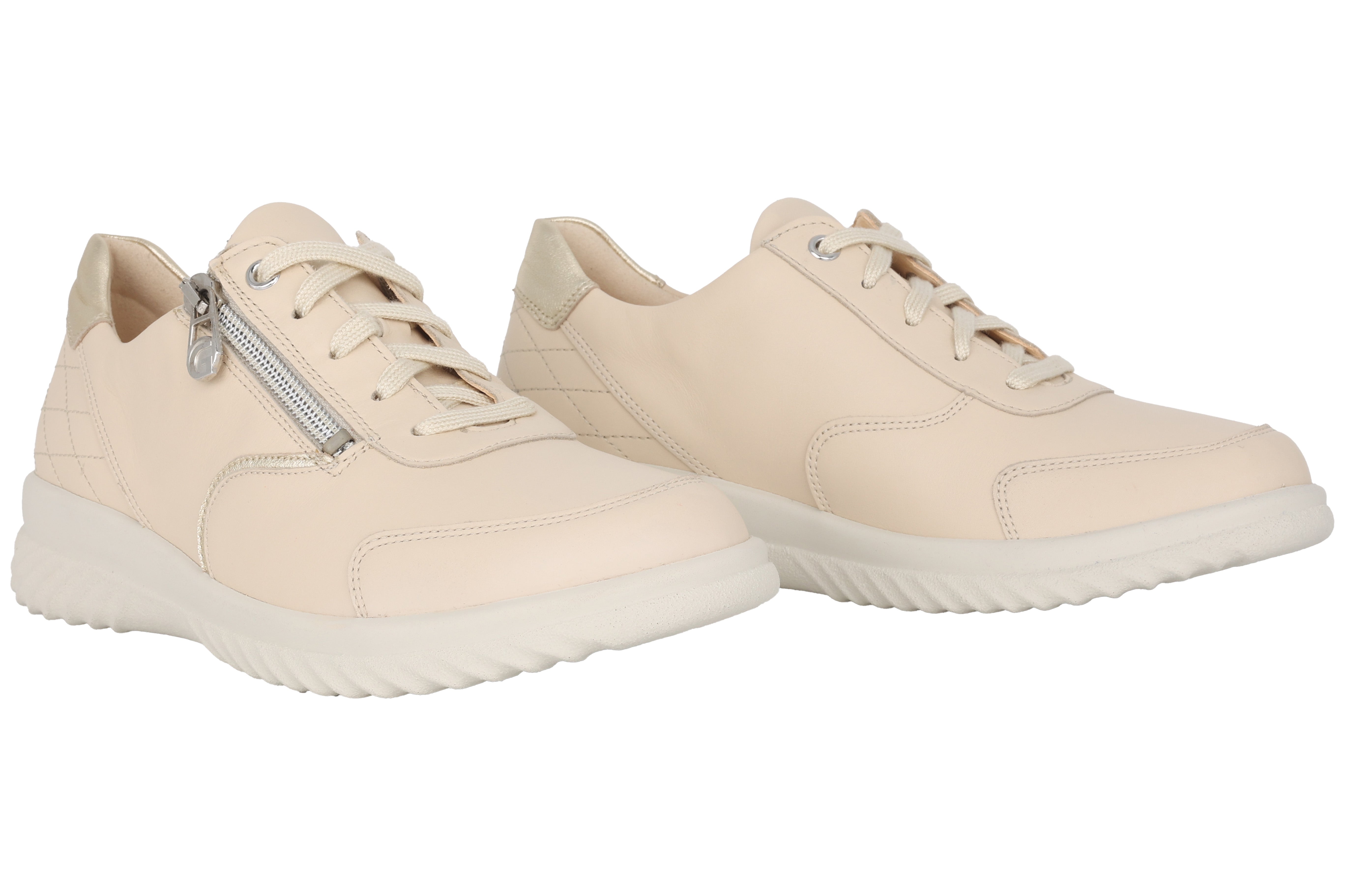 Scarpe con cerniera e lacci da donna "Heike" a vestibilità ampia (H) - Beige