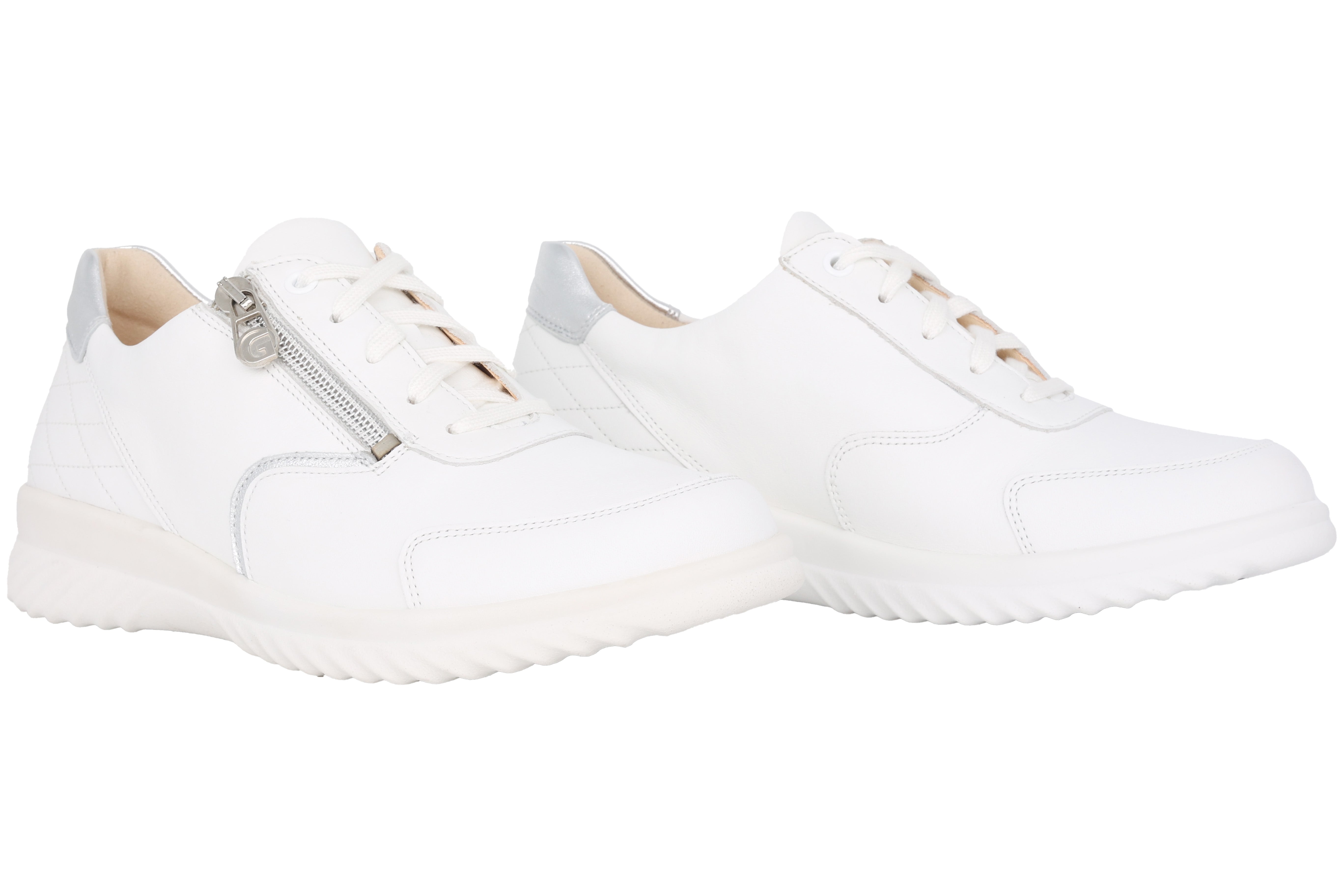 'Heike' women's wide fit (H) lace-zip shoes - White
