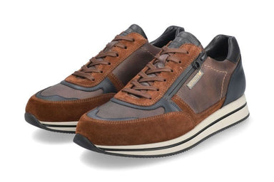 'Gilford' heren veter-sneaker met rits - Bruin - Chaplinshoes'Gilford' herensneaker met veters en rits - BruinMephisto