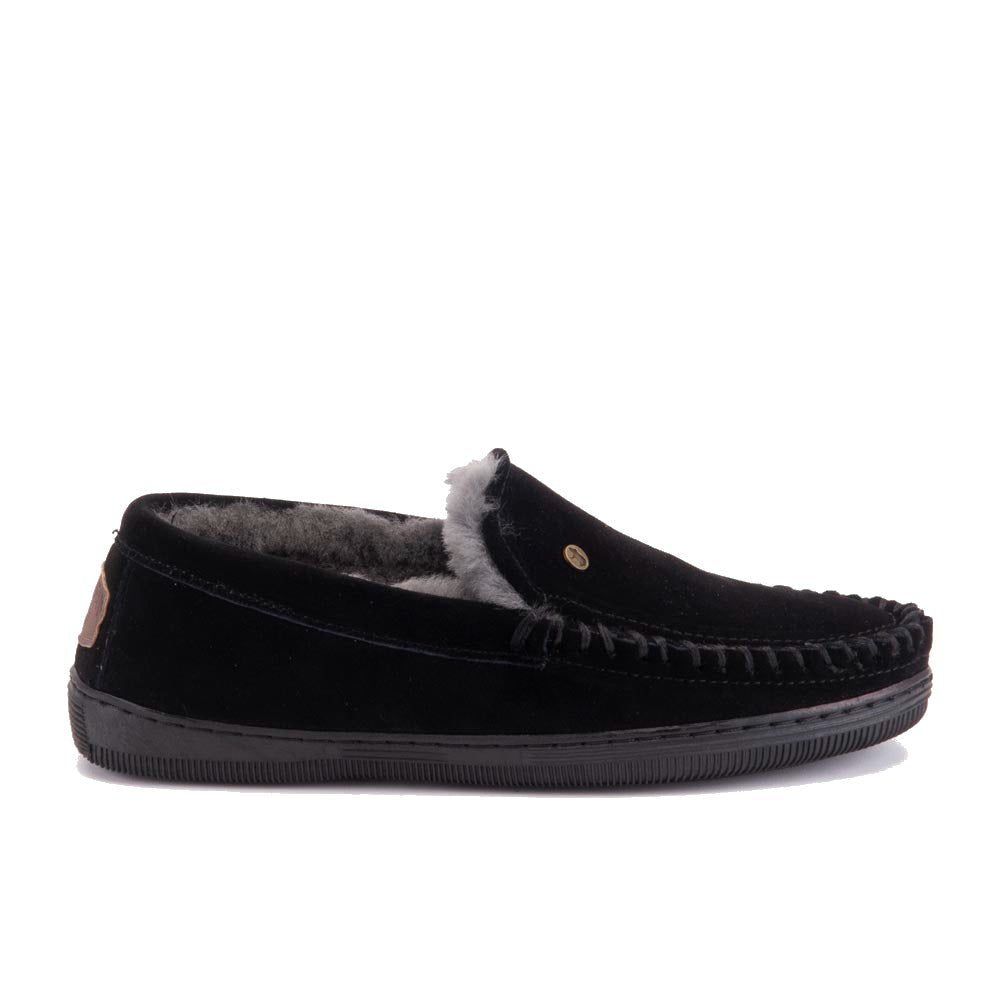 'Grizzly Suede' men's warmlined home slipper - Black - Chaplinshoes'Grizzly Suede' men's warmlined home slipper - BlackWarmbat