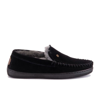 Warmgevoerde herenslipper 'Grizzly Suede' - Zwart - ChaplinshoesWarmgevoerde herenslipper 'Grizzly Suede' - BlackWarmbat