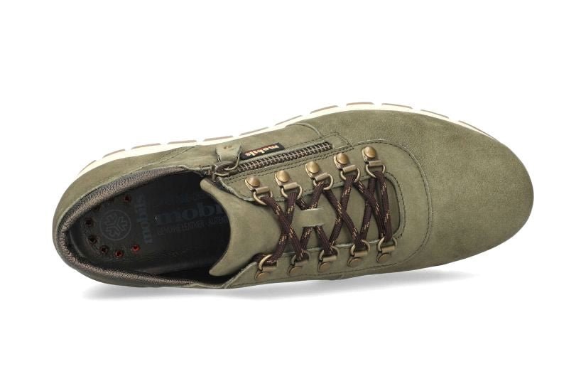 'Gwenn' kvinders ergonomiske bred pasform (H) blonder - sneaker med lynlås - Grøn - Chaplinshoes'Gwenn' kvinders ergonomiske bred pasform (H) blonder - lynlås sneaker - GreenMephisto