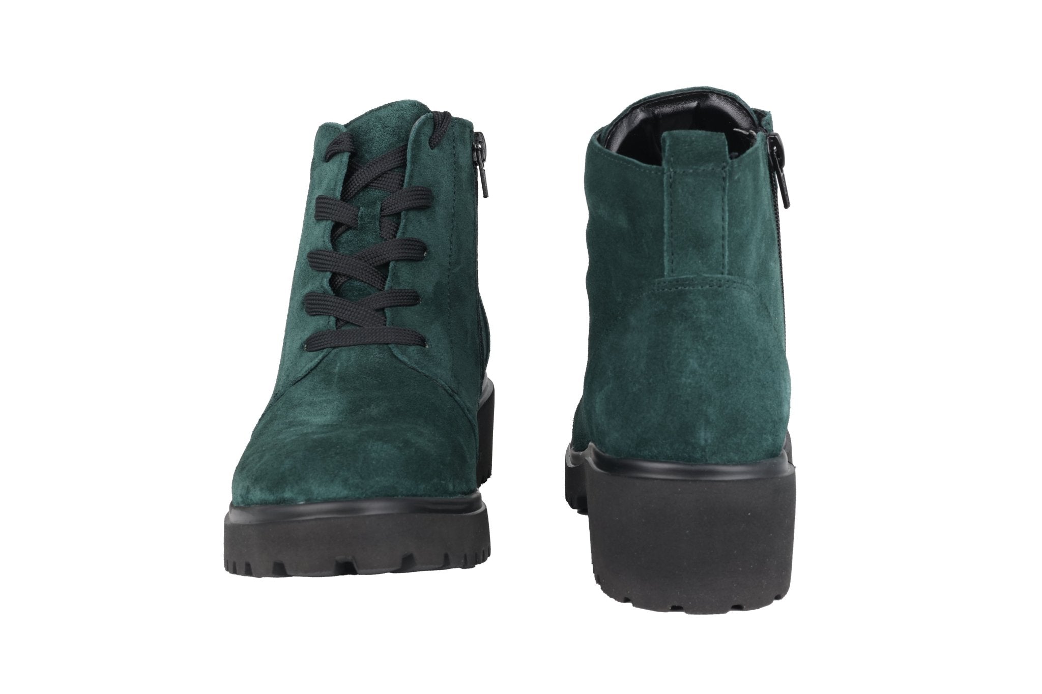 'H - Luise' dameslaars met brede pasvorm (H) - rits - groen - Chaplinshoes'H - Luise' dameslaars met brede pasvorm (H) met veters en rits - groenWaldläufer