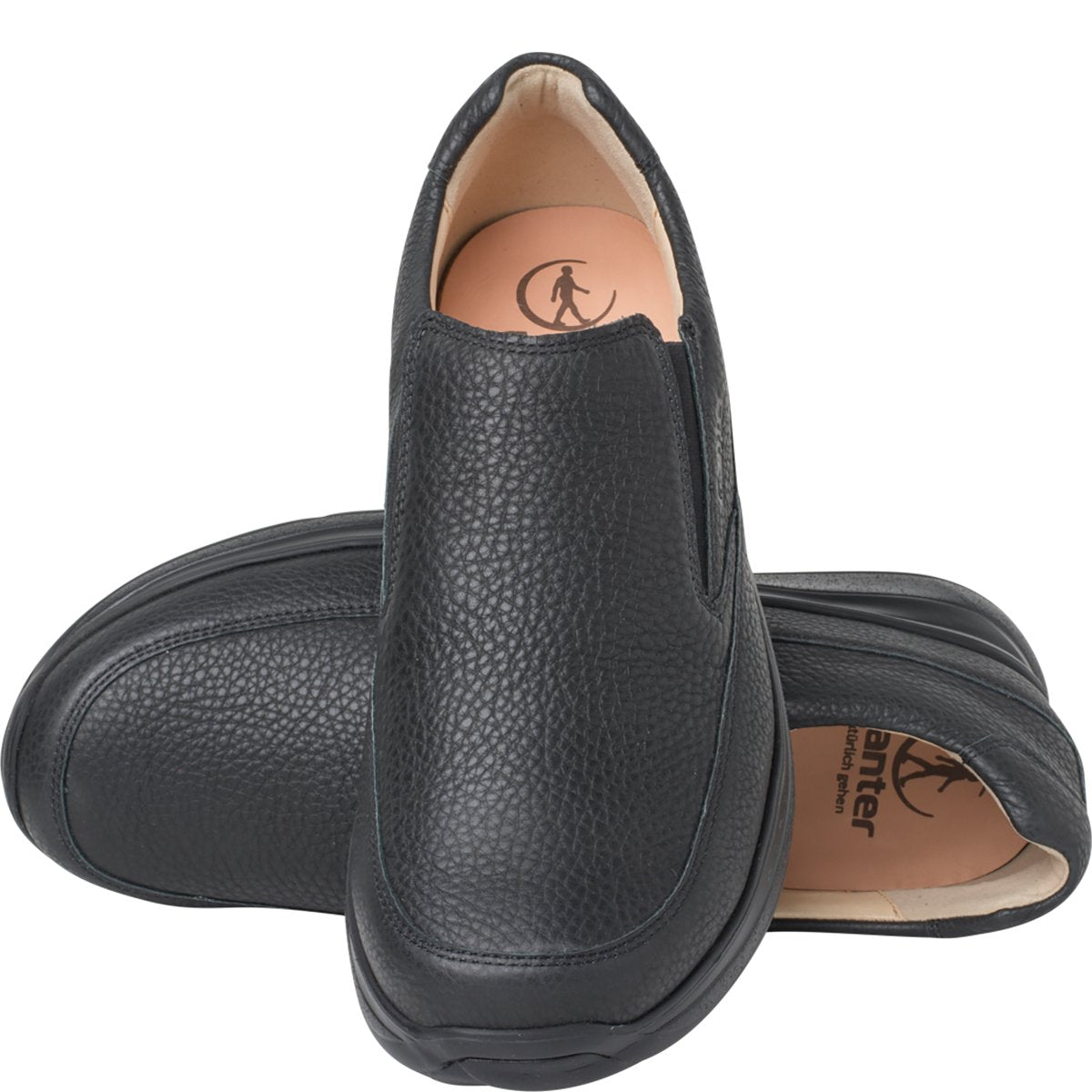 'Harald' ergonomische herenloafer met brede pasvorm (H) - Zwart - Chaplinshoes'Harald' ergonomische herenloafer met brede pasvorm (H) - BlackGanter