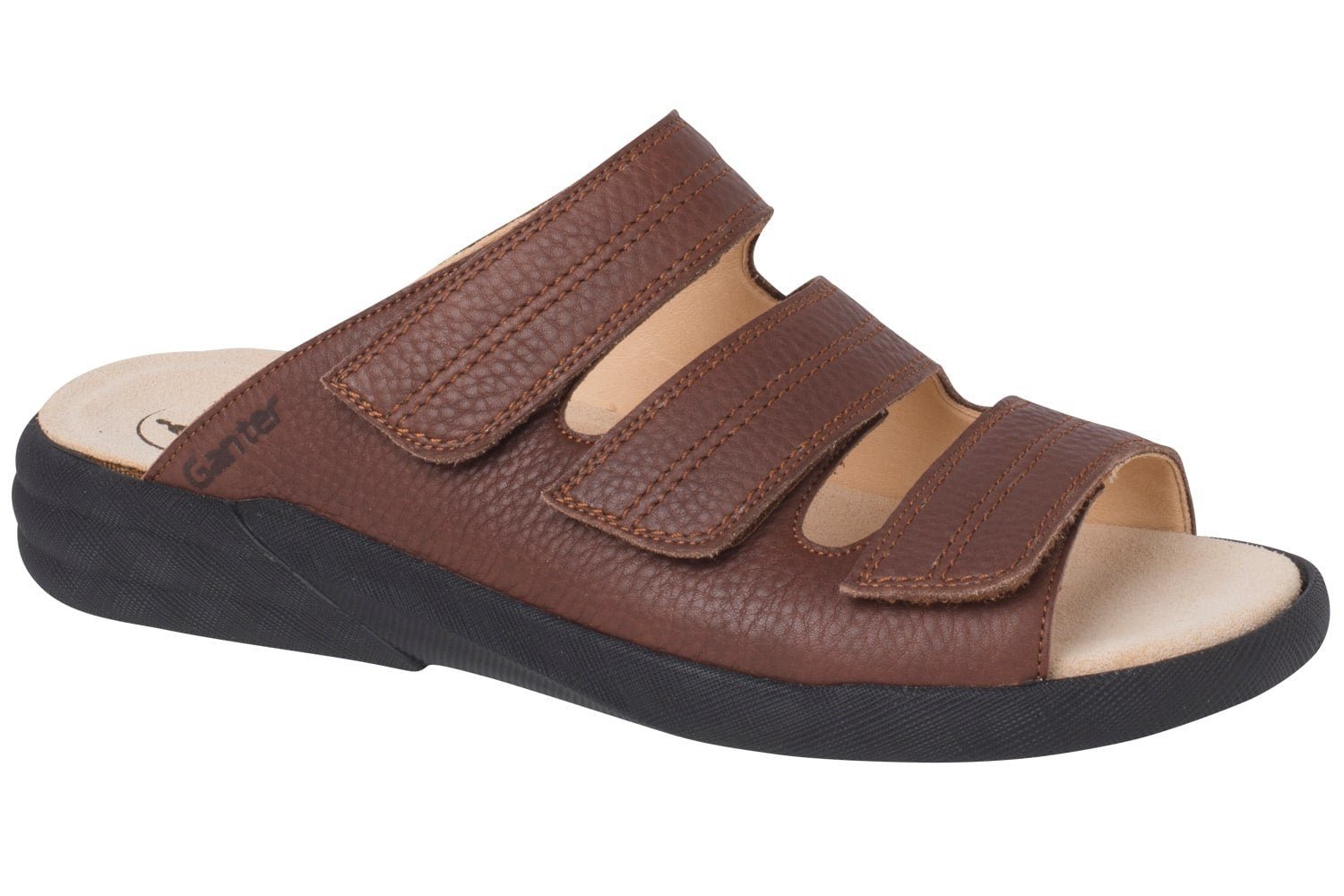 'Harry' men's wide fit (H) triple strap sandal - brown - Chaplinshoes'Harry' men's wide fit (H) triple strap sandal - brownGanter