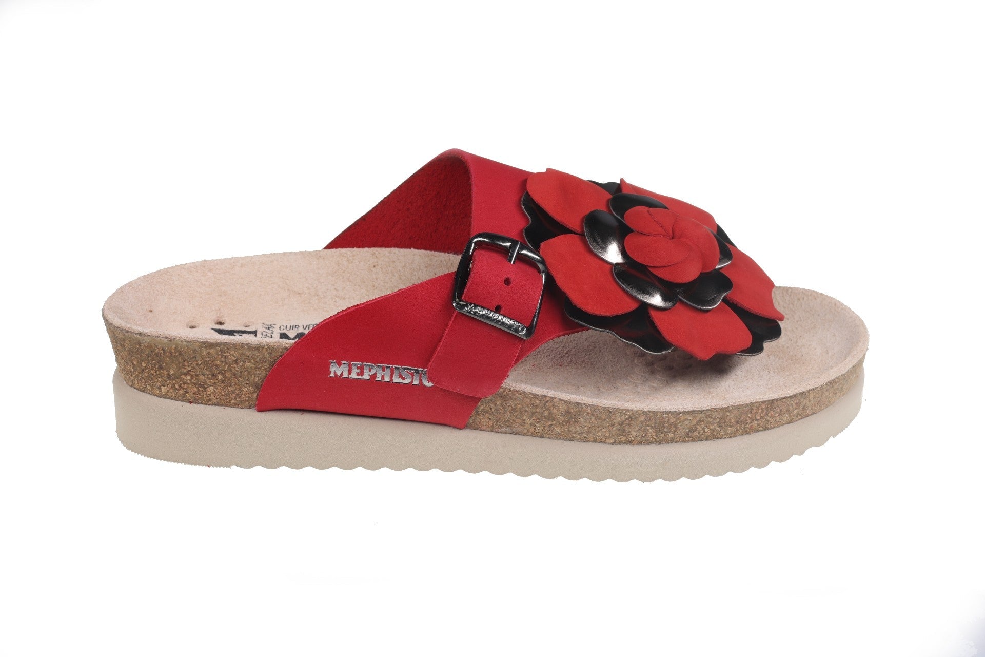 Damesslipper 'Helen Flower' - rood - ChaplinshoesDamessandaal 'Helen Flower' met schuifneus - roodMephisto