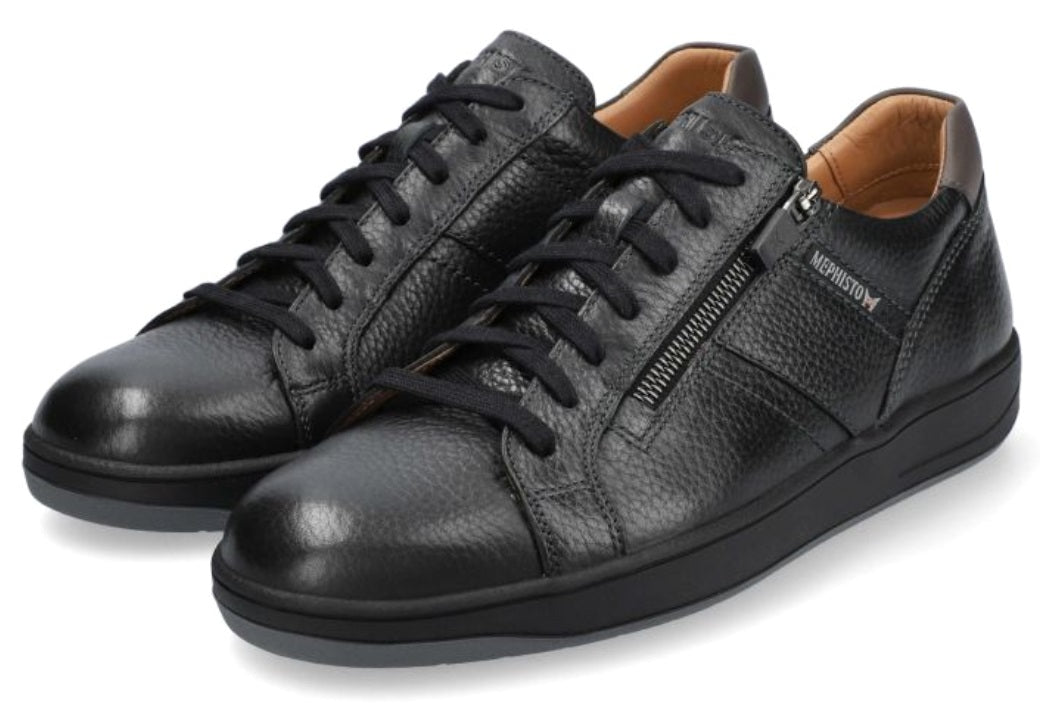 Herensneaker met veters 'HENRIK' en rits - Zwart - Chaplinshoes'HENRIK' herensneaker met veters en rits - ZwartMephisto