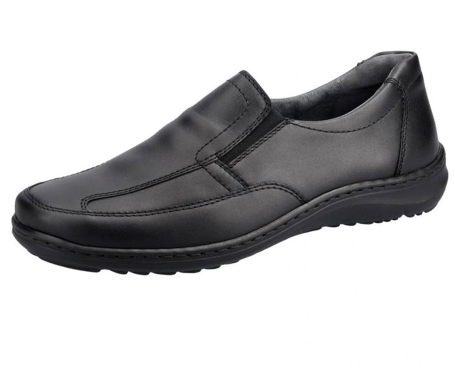 'Herwig' instaploafer met brede pasvorm (H) voor heren - Zwart