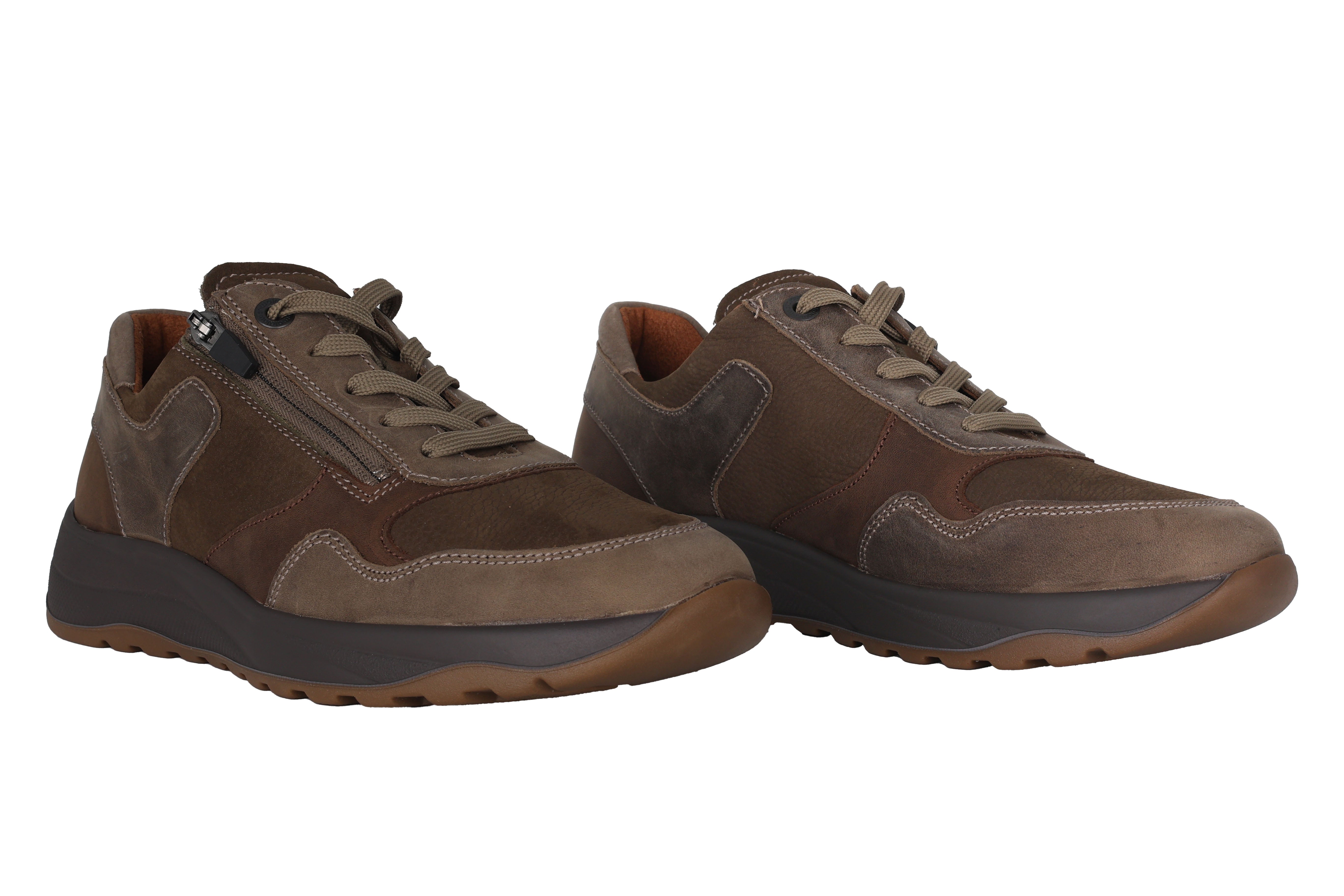 'K-John' herensneaker met zeer brede pasvorm (K) met veters - Bruin