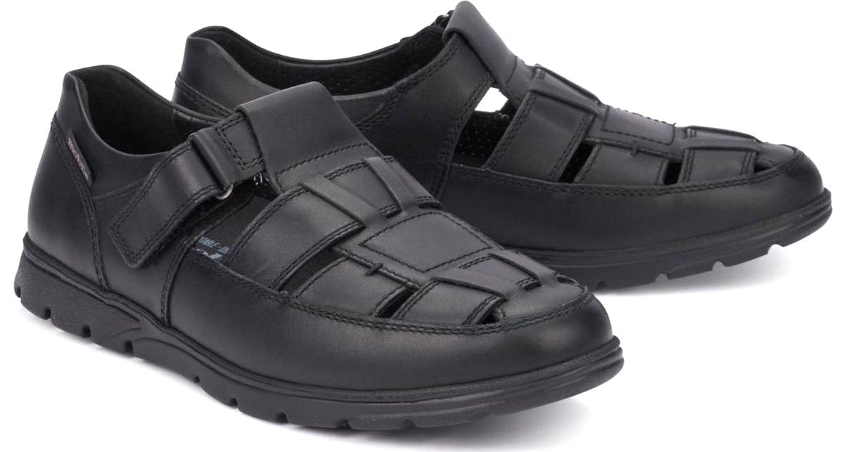 Ergonomische herensandaal 'Kenneth' met brede pasvorm (H) - Zwart - ChaplinshoesErgonomische herensandaal 'Kenneth' met brede pasvorm (H) - ZwartMephisto