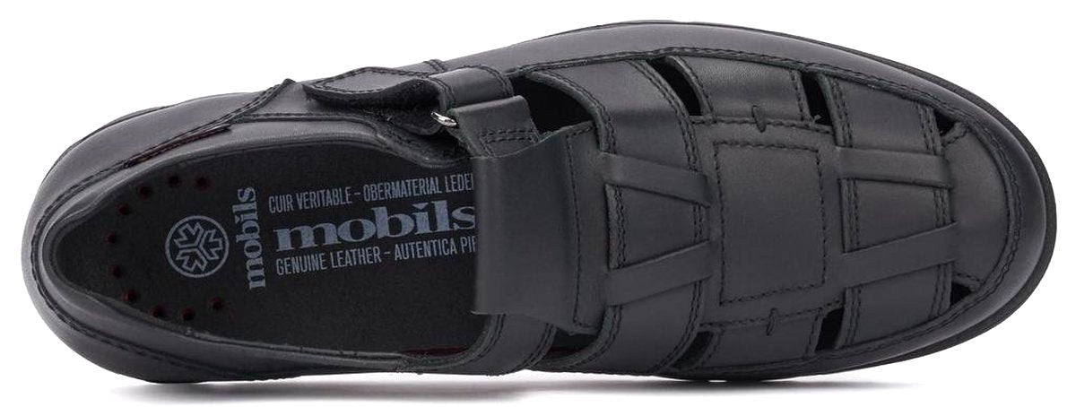 Ergonomische herensandaal 'Kenneth' met brede pasvorm (H) - Zwart - ChaplinshoesErgonomische herensandaal 'Kenneth' met brede pasvorm (H) - ZwartMephisto