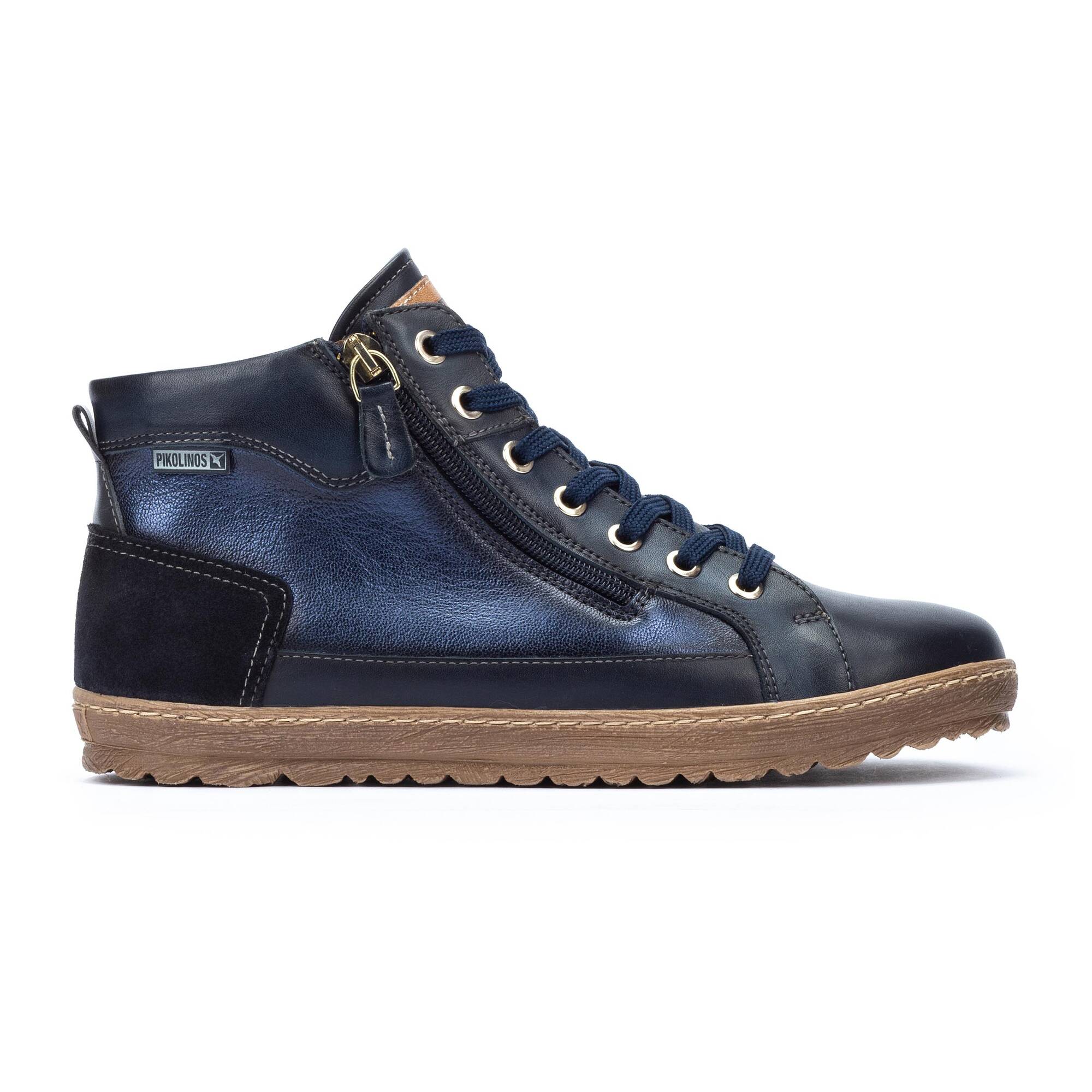 'Lagos' dames veter - sneaker laars met rits - blauw - Chaplinshoes'Lagos' dames veter - sneaker laars met rits - blauwPikolinos