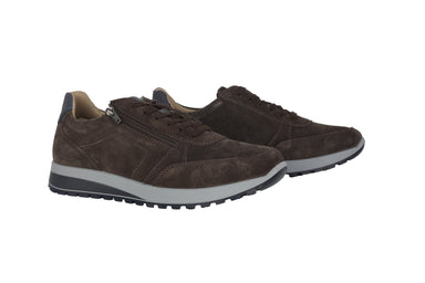 'Matteo' heren sneaker met brede pasvorm (H) veters - rits - Bruin - Chaplinshoes'Matteo' heren sneaker met brede pasvorm (H) veters - ritssluiting - BrownAra