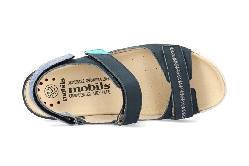 Sandale ergonomique coupe large (H) femme 'Elora' - bleue