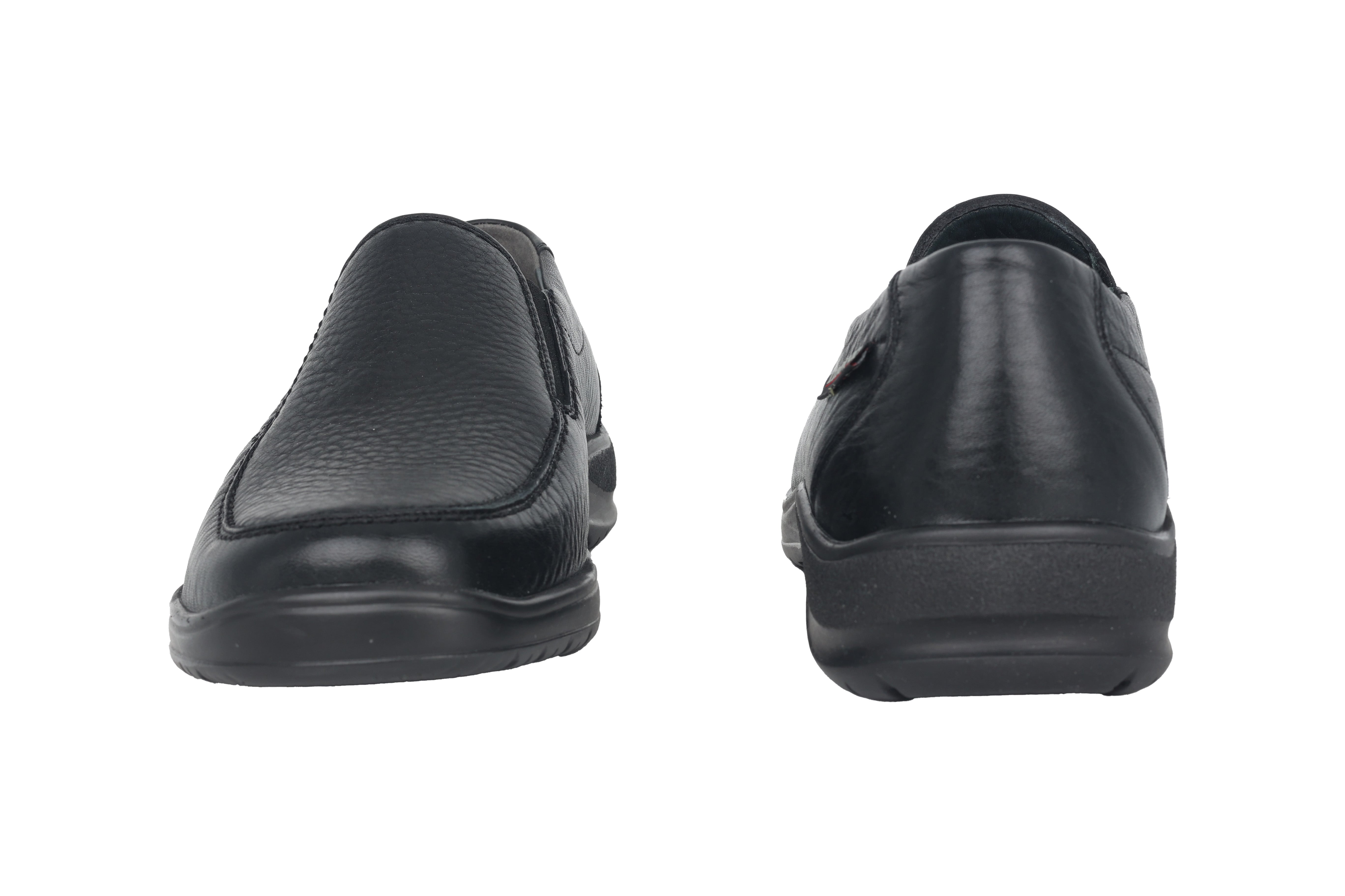 'Ewald' ergonomische herenloafer met brede pasvorm (H) - zwart